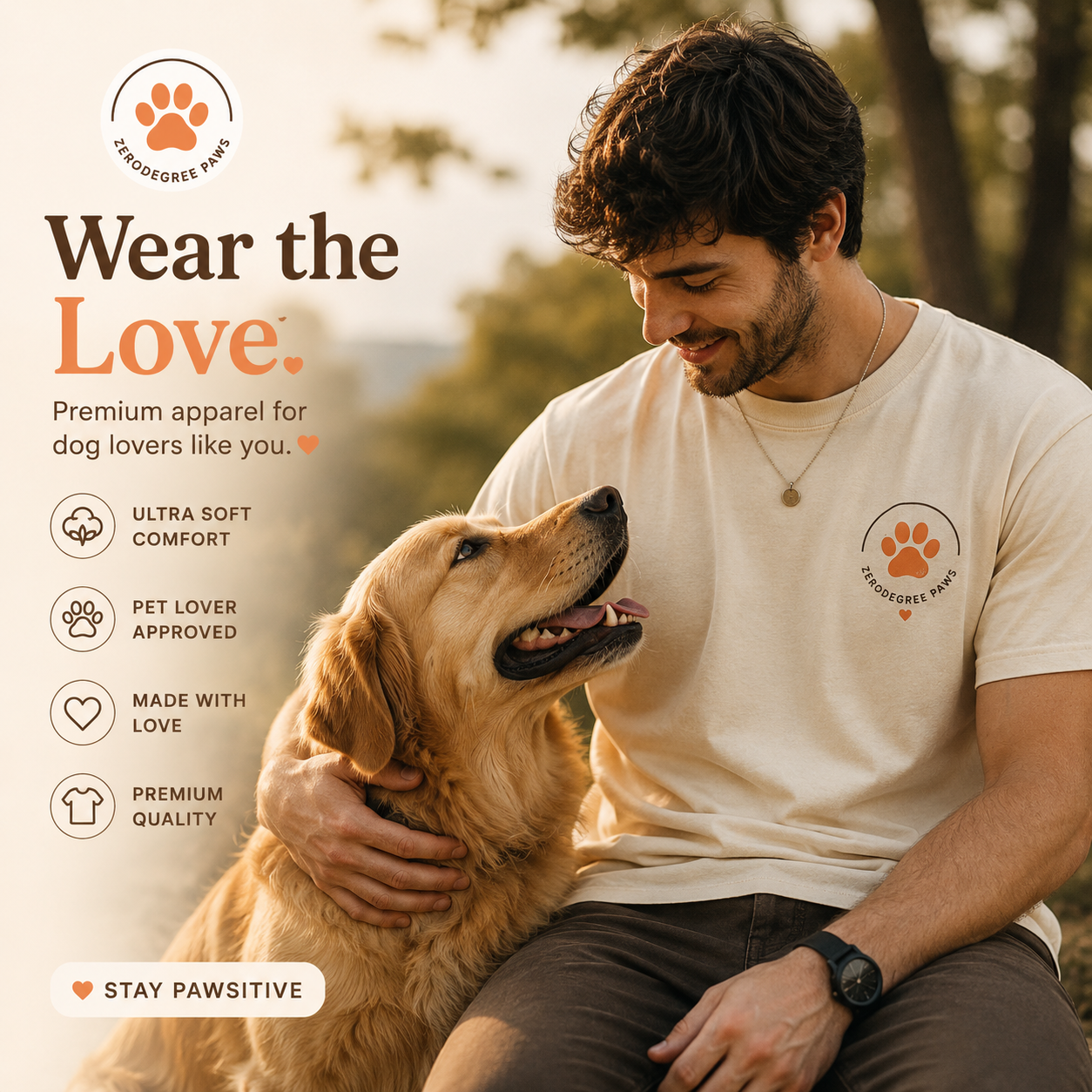 Men’s dog lover apparel collection with premium t-shirts by Zero Degree Paws