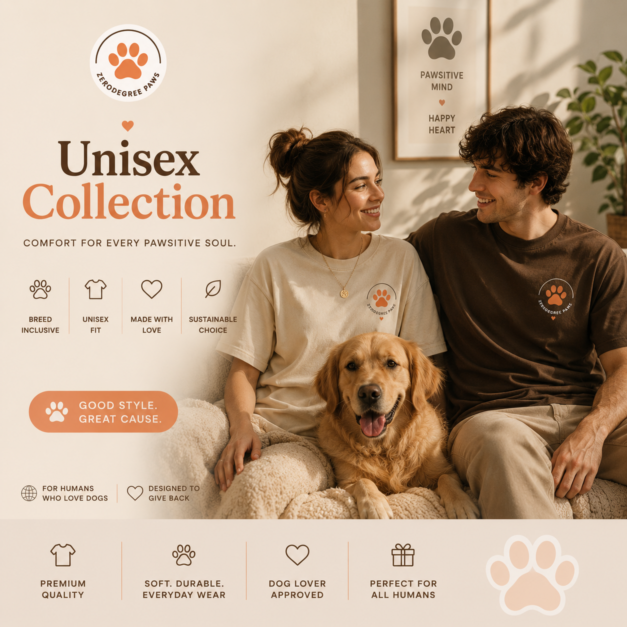 Unisex dog lover apparel collection with premium casual wear by Zero Degree Paws