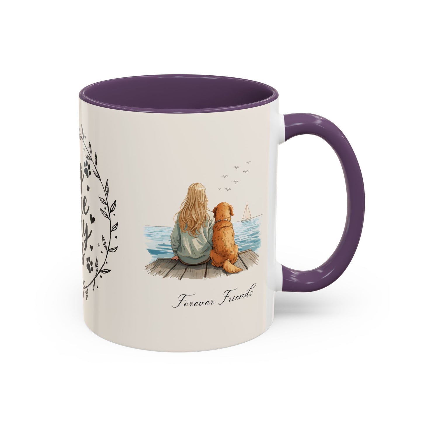Wag More, Worry Less Dog Lover Coffee Mug — 'Forever Friends' Accent Ceramic Mug (11/15oz)