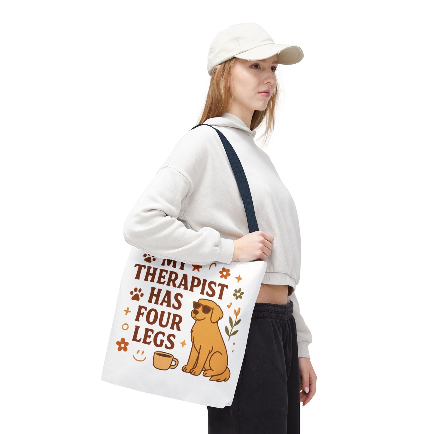 Dog Lover Tote Bag – "My Therapist Has Four Legs" & "Adopt Love Repeat" Canvas Tote