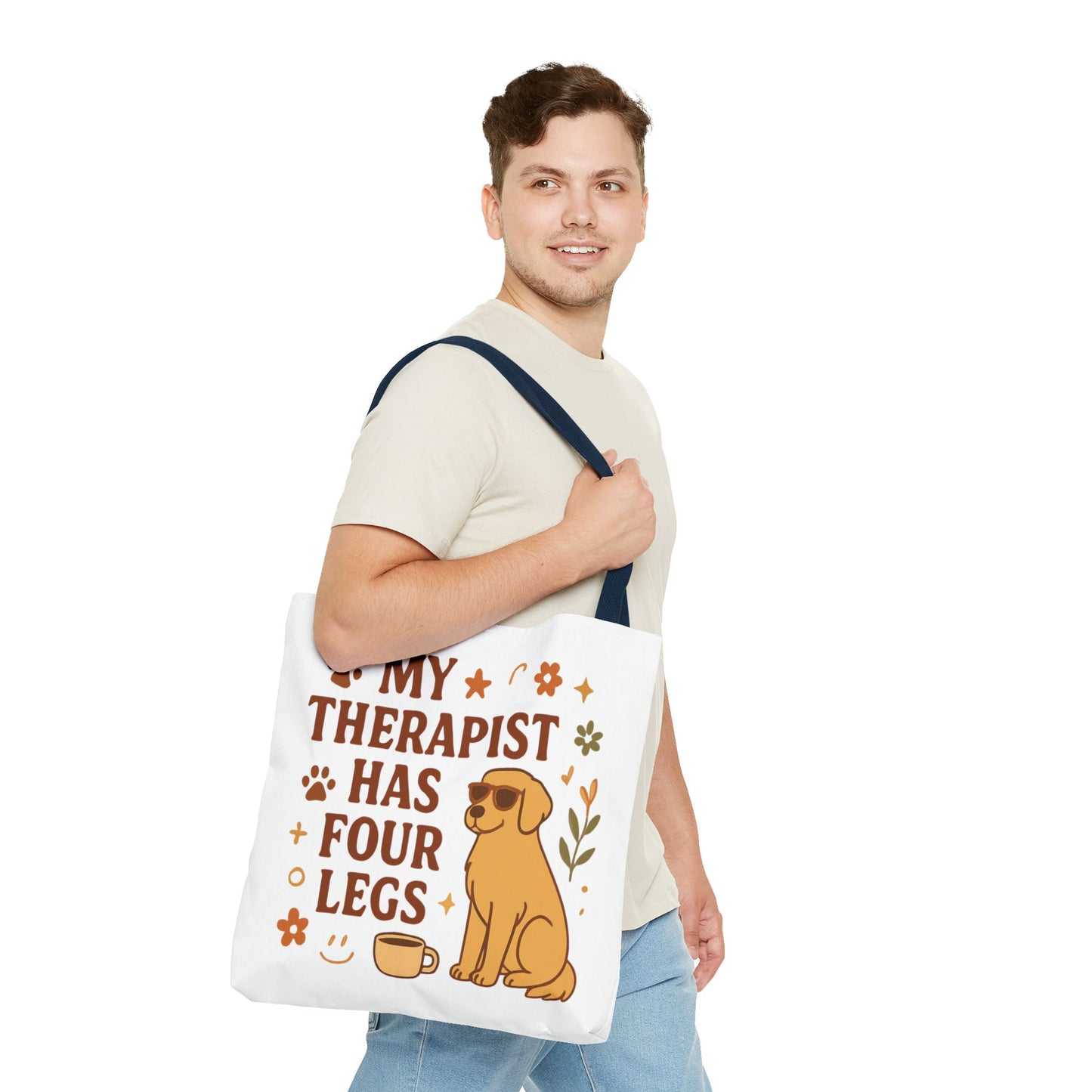 Dog Lover Tote Bag – "My Therapist Has Four Legs" & "Adopt Love Repeat" Canvas Tote