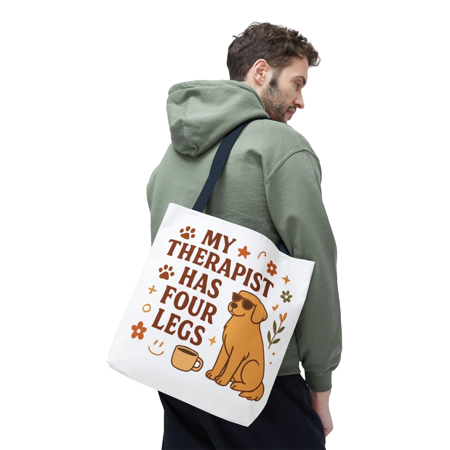 Dog Lover Tote Bag – "My Therapist Has Four Legs" & "Adopt Love Repeat" Canvas Tote