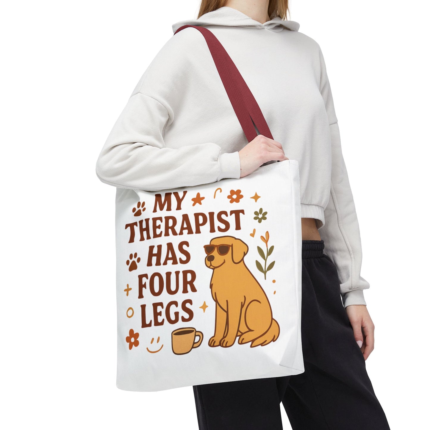 Dog Lover Tote Bag – "My Therapist Has Four Legs" & "Adopt Love Repeat" Canvas Tote