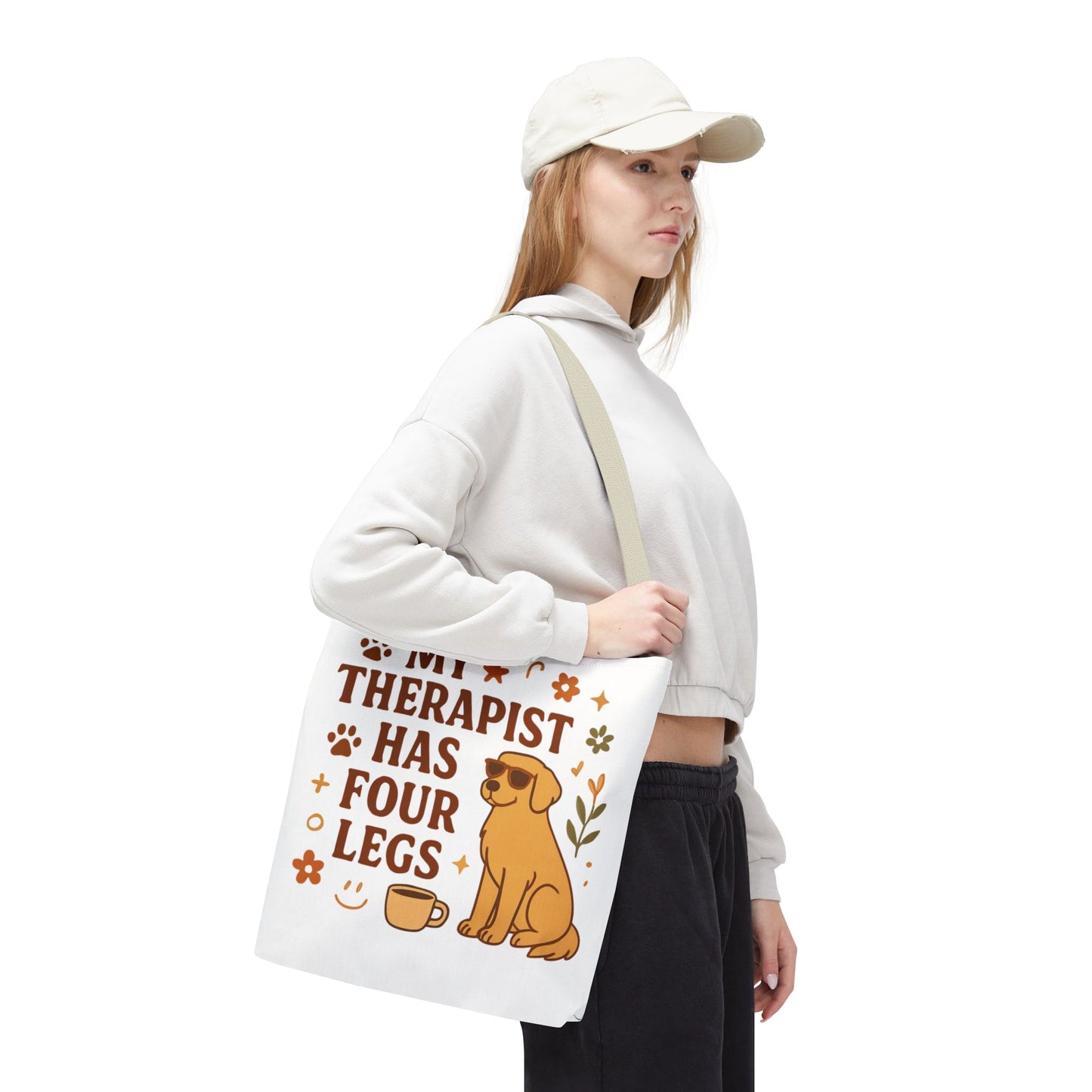 Dog Lover Tote Bag – "My Therapist Has Four Legs" & "Adopt Love Repeat" Canvas Tote
