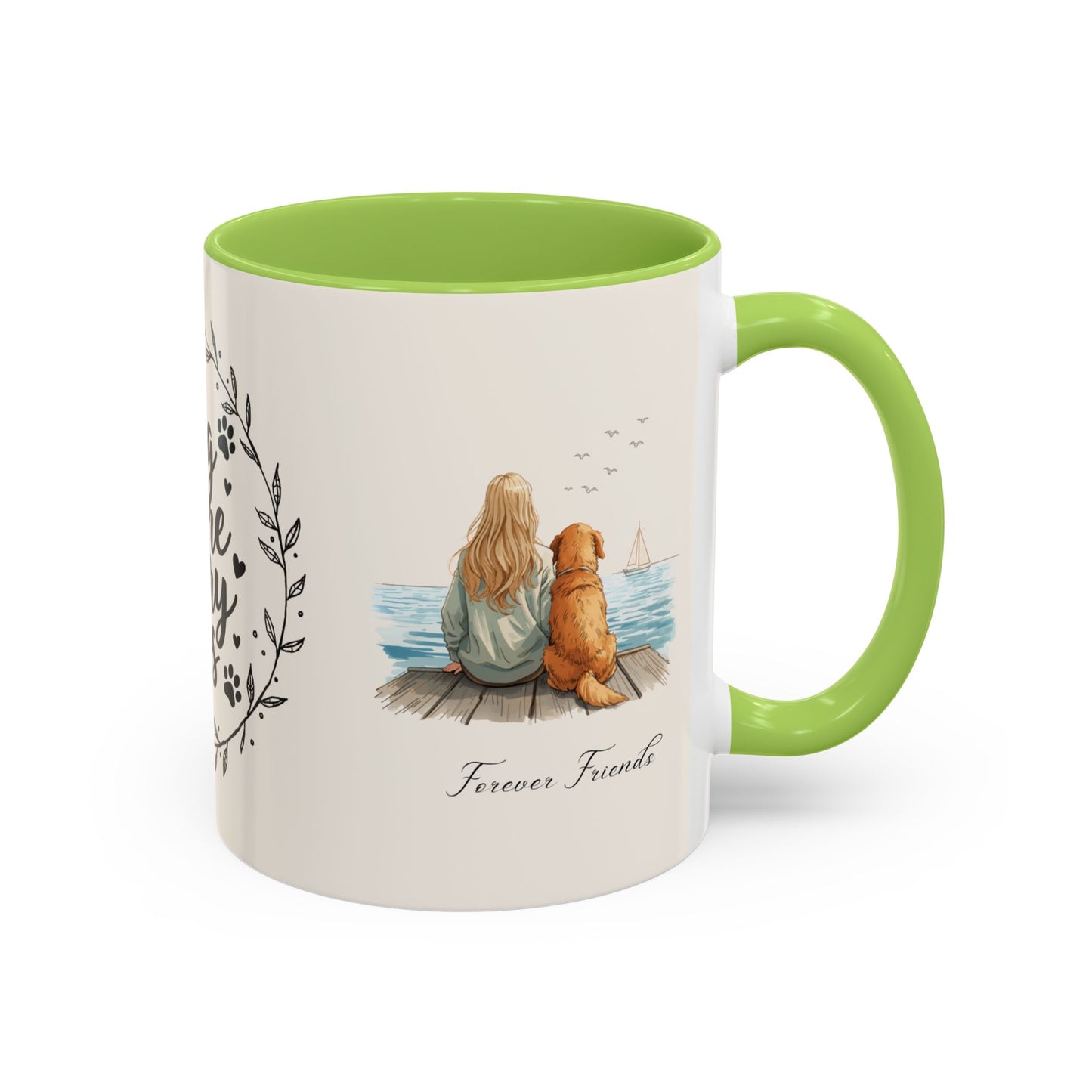 Wag More, Worry Less Dog Lover Coffee Mug — 'Forever Friends' Accent Ceramic Mug (11/15oz)