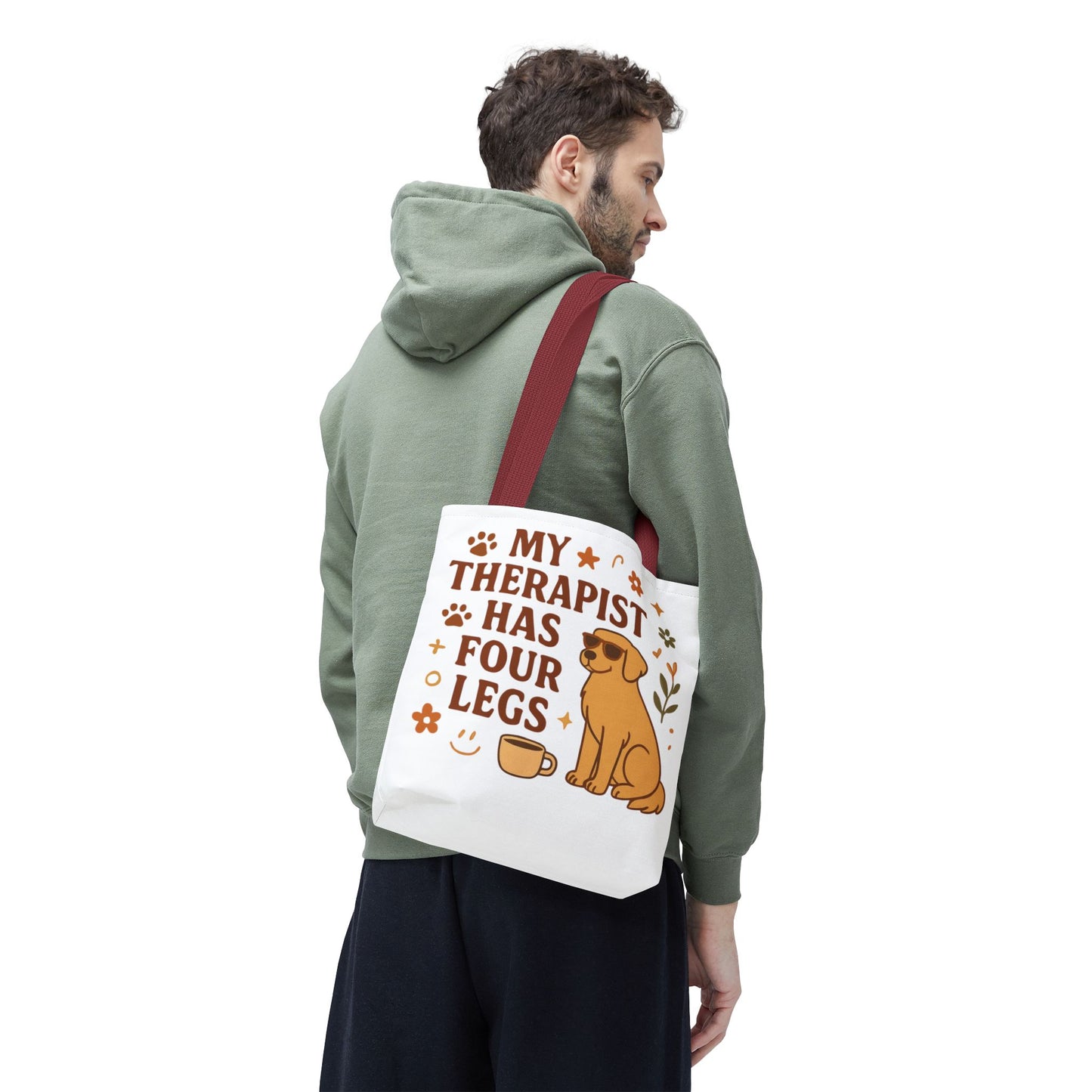 Dog Lover Tote Bag – "My Therapist Has Four Legs" & "Adopt Love Repeat" Canvas Tote