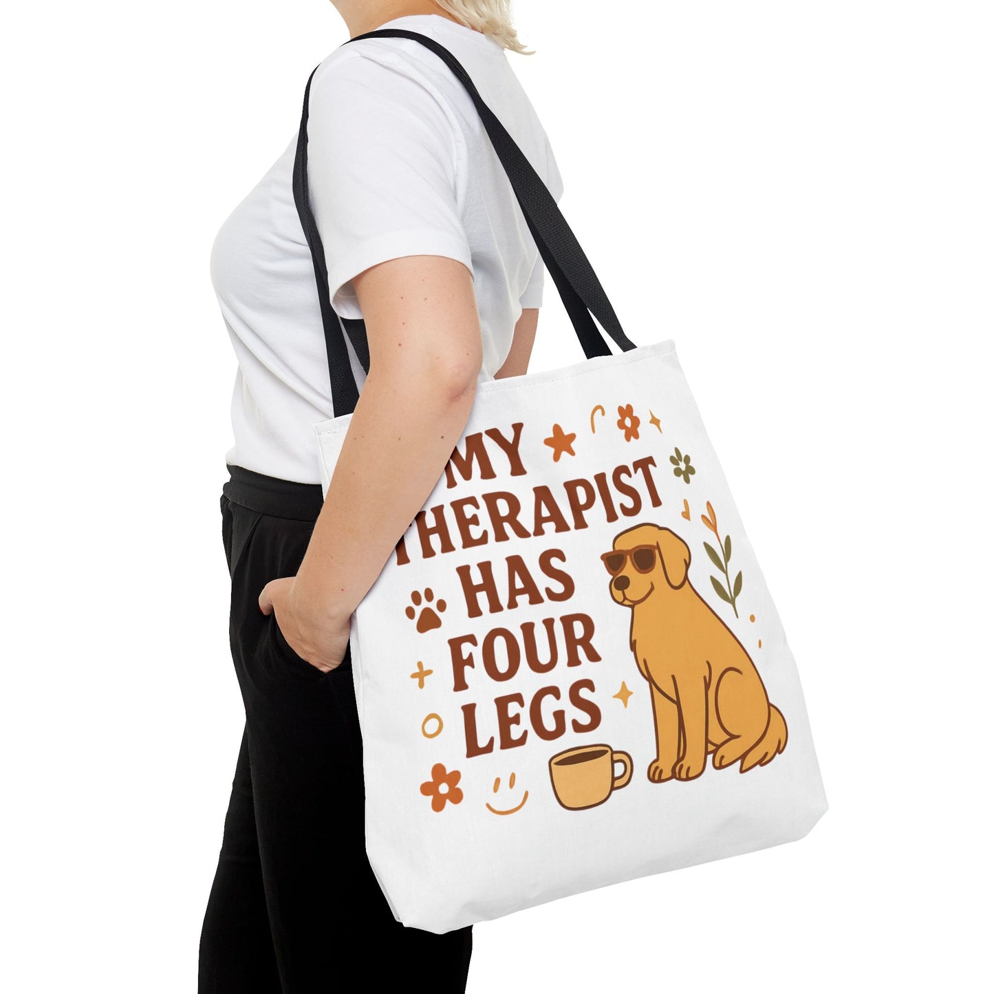 Dog Lover Tote Bag – "My Therapist Has Four Legs" & "Adopt Love Repeat" Canvas Tote