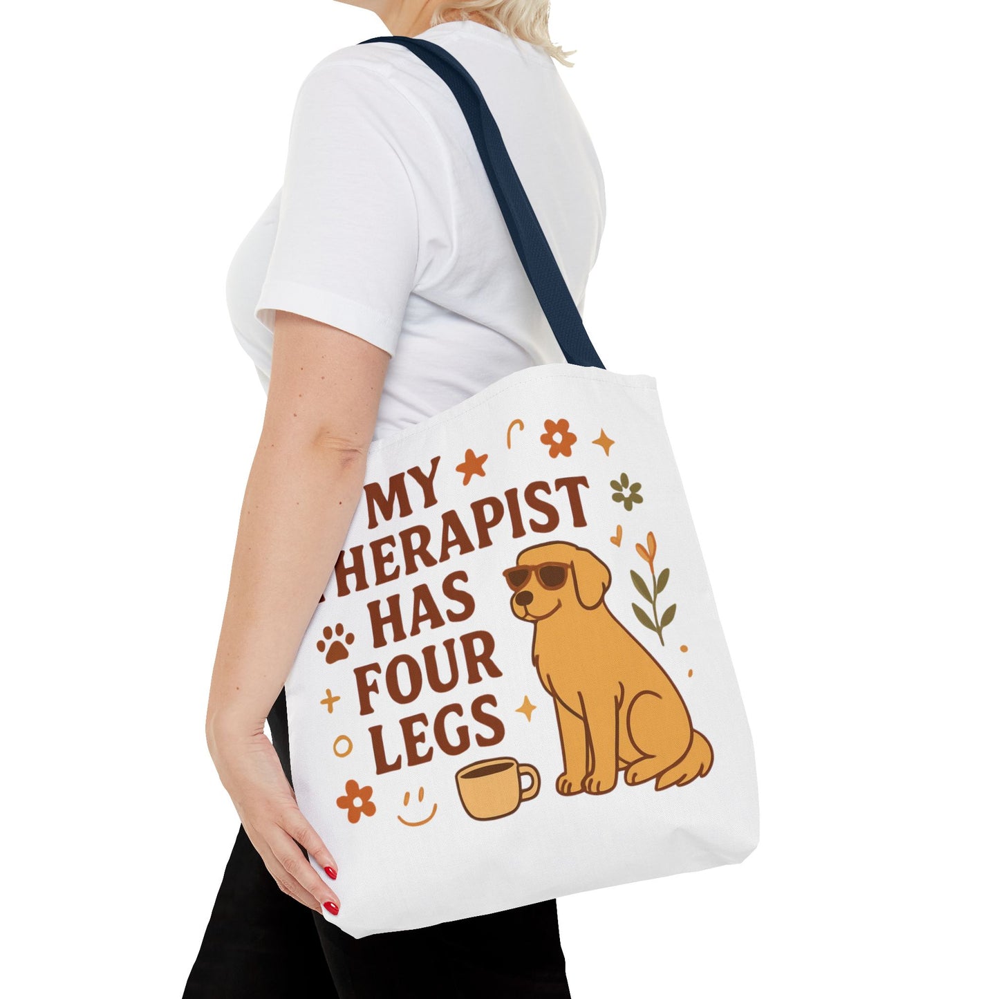 Dog Lover Tote Bag – "My Therapist Has Four Legs" & "Adopt Love Repeat" Canvas Tote