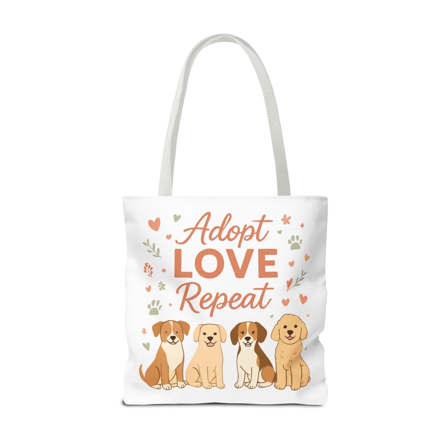 Dog Lover Tote Bag – "My Therapist Has Four Legs" & "Adopt Love Repeat" Canvas Tote