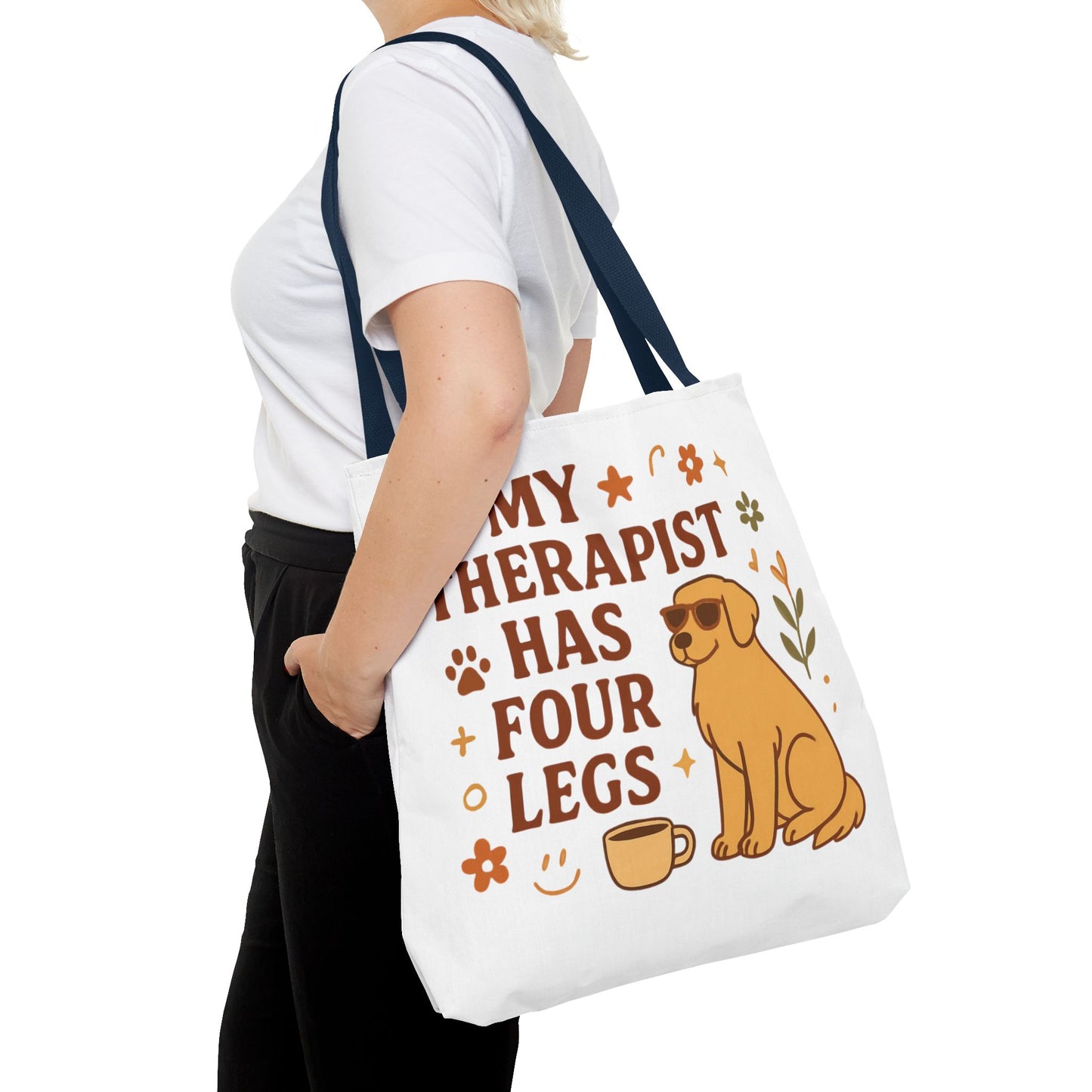Dog Lover Tote Bag – "My Therapist Has Four Legs" & "Adopt Love Repeat" Canvas Tote