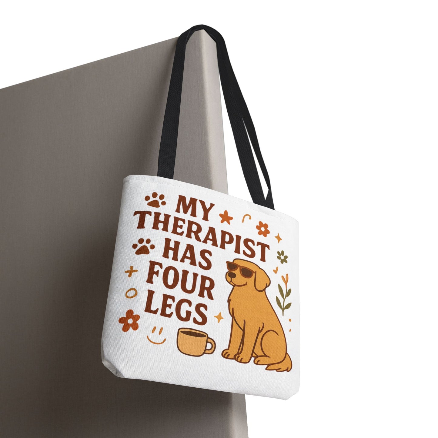 Dog Lover Tote Bag – "My Therapist Has Four Legs" & "Adopt Love Repeat" Canvas Tote