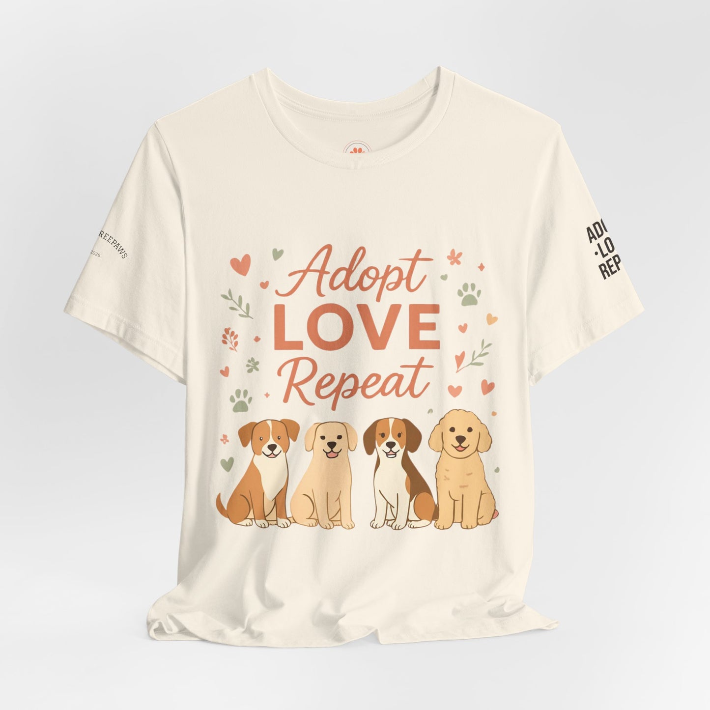 Adopt Love Repeat Tee — “My Therapist Has Four Legs” Dog Lover T‑Shirt