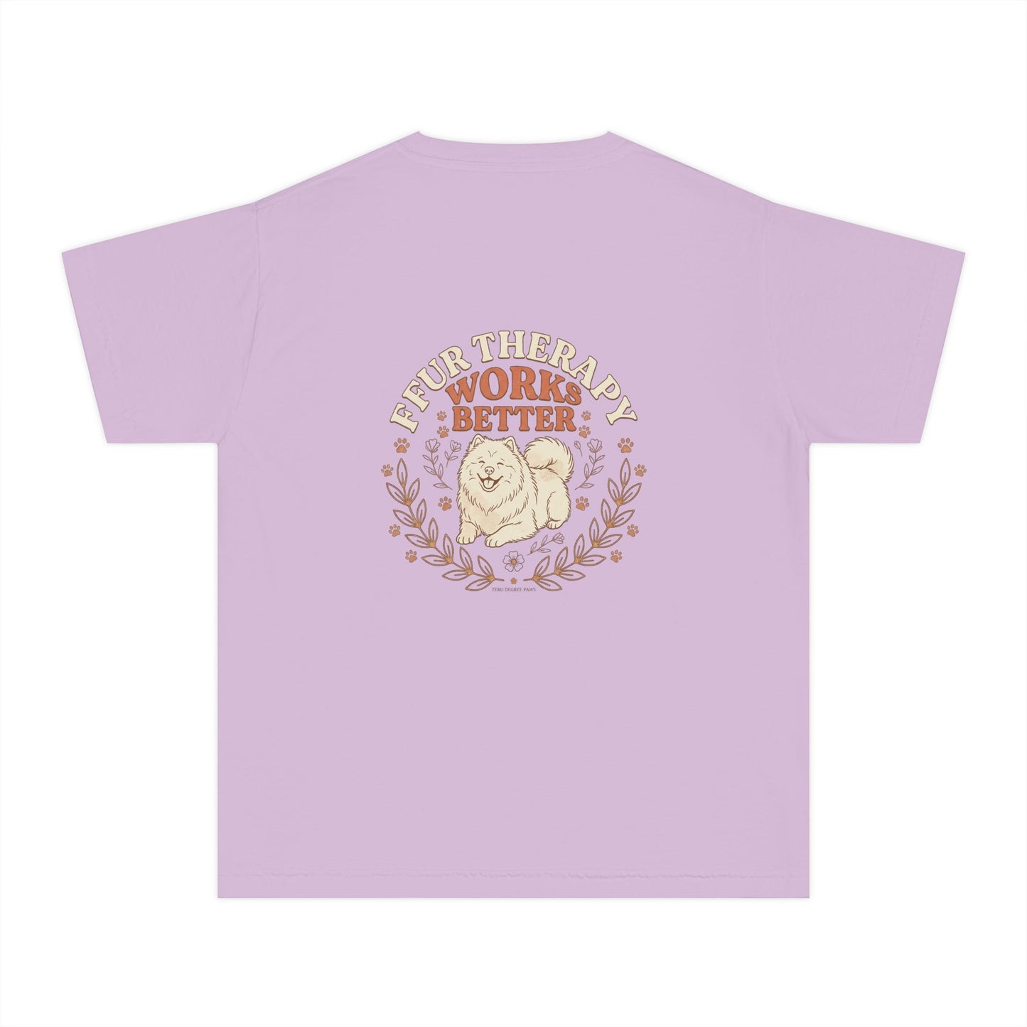Youth Tee — “Less Humans More Dogs / Puppy Therapy Works Better” Cute Dog Graphic Shirt