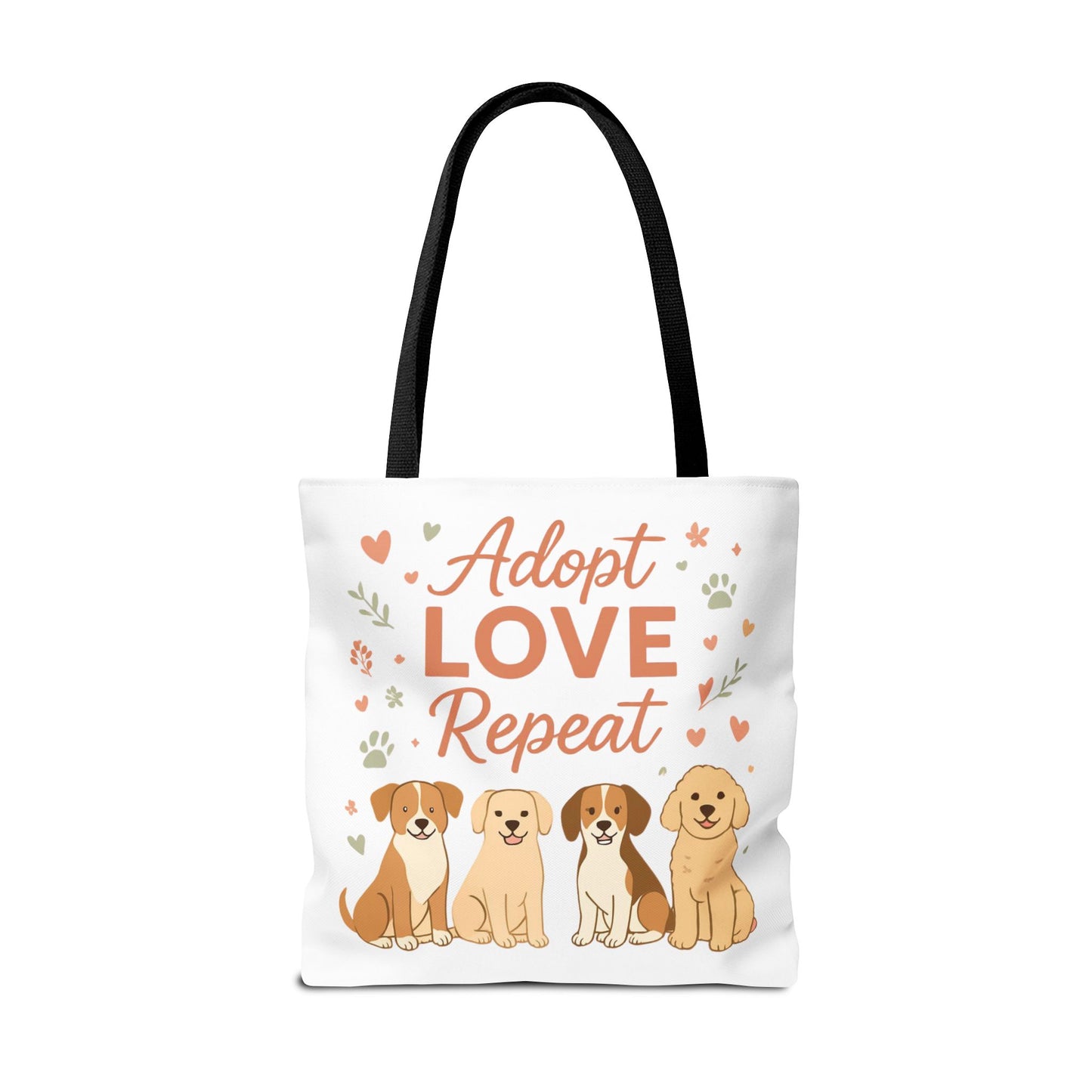 Dog Lover Tote Bag – "My Therapist Has Four Legs" & "Adopt Love Repeat" Canvas Tote