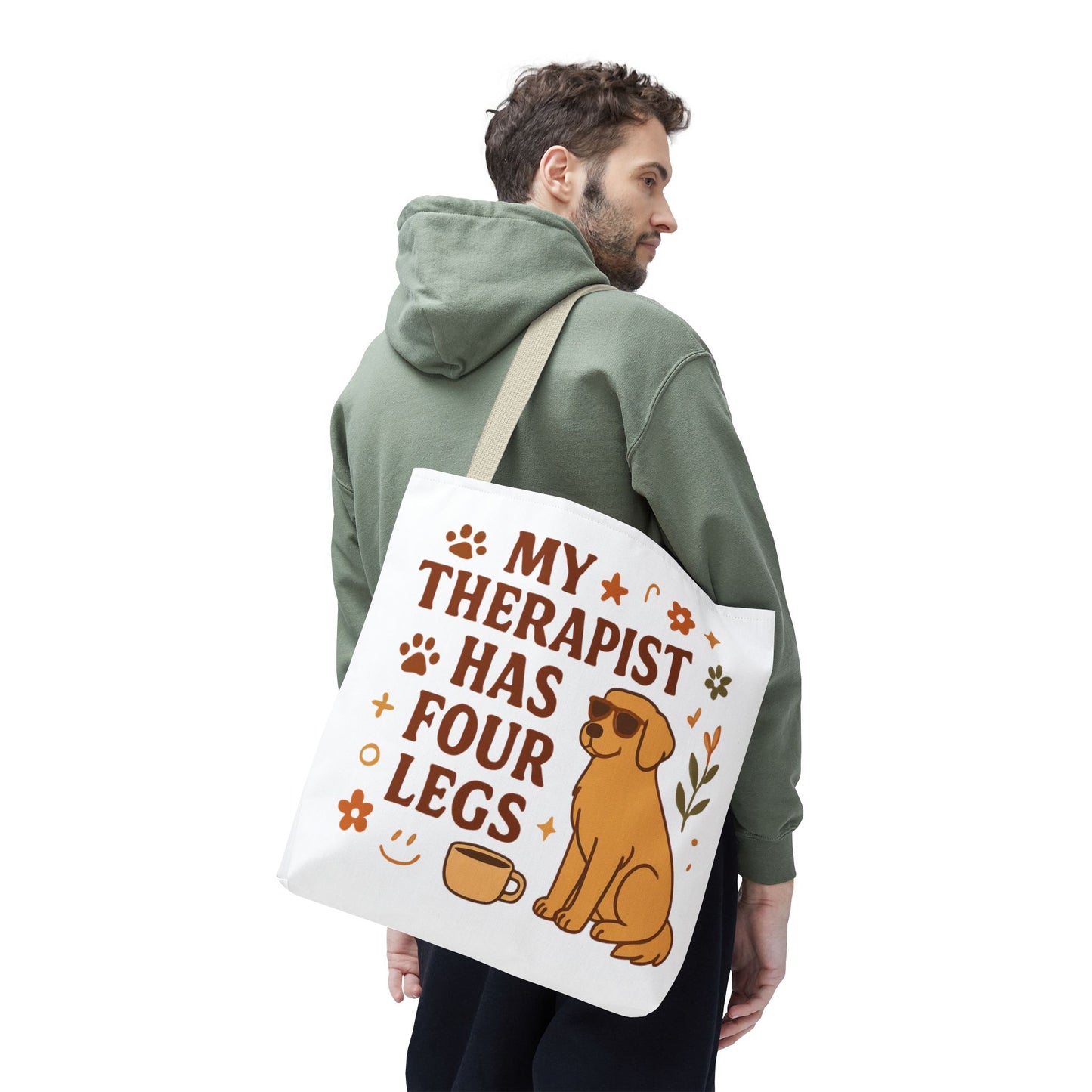 Dog Lover Tote Bag – "My Therapist Has Four Legs" & "Adopt Love Repeat" Canvas Tote