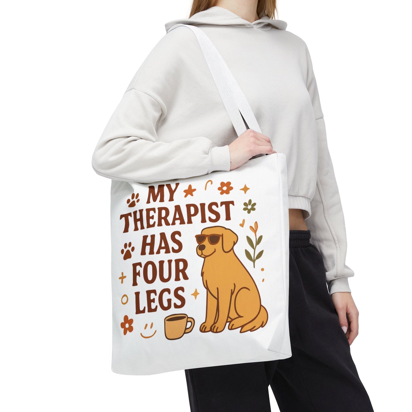 Dog Lover Tote Bag – "My Therapist Has Four Legs" & "Adopt Love Repeat" Canvas Tote