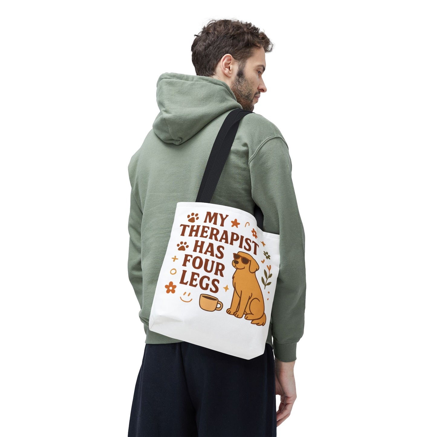 Dog Lover Tote Bag – "My Therapist Has Four Legs" & "Adopt Love Repeat" Canvas Tote