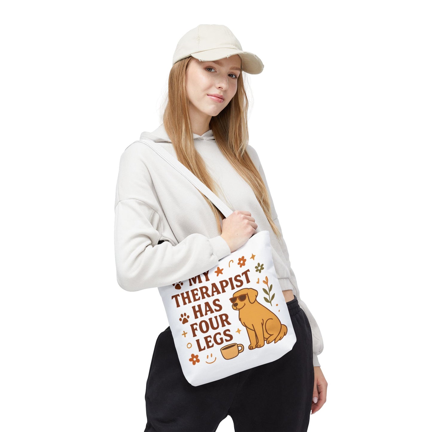 Dog Lover Tote Bag – "My Therapist Has Four Legs" & "Adopt Love Repeat" Canvas Tote