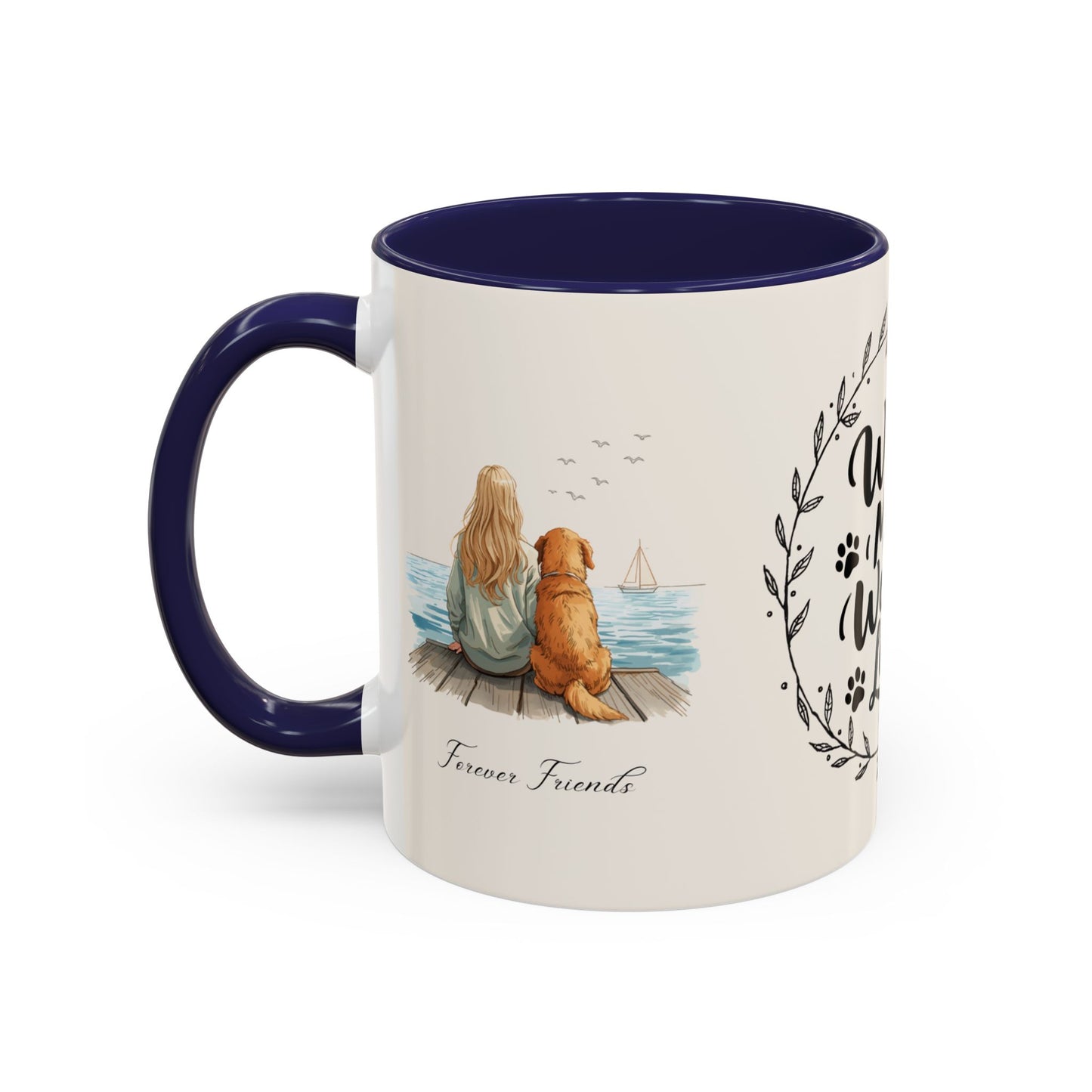 Wag More, Worry Less Dog Lover Coffee Mug — 'Forever Friends' Accent Ceramic Mug (11/15oz)