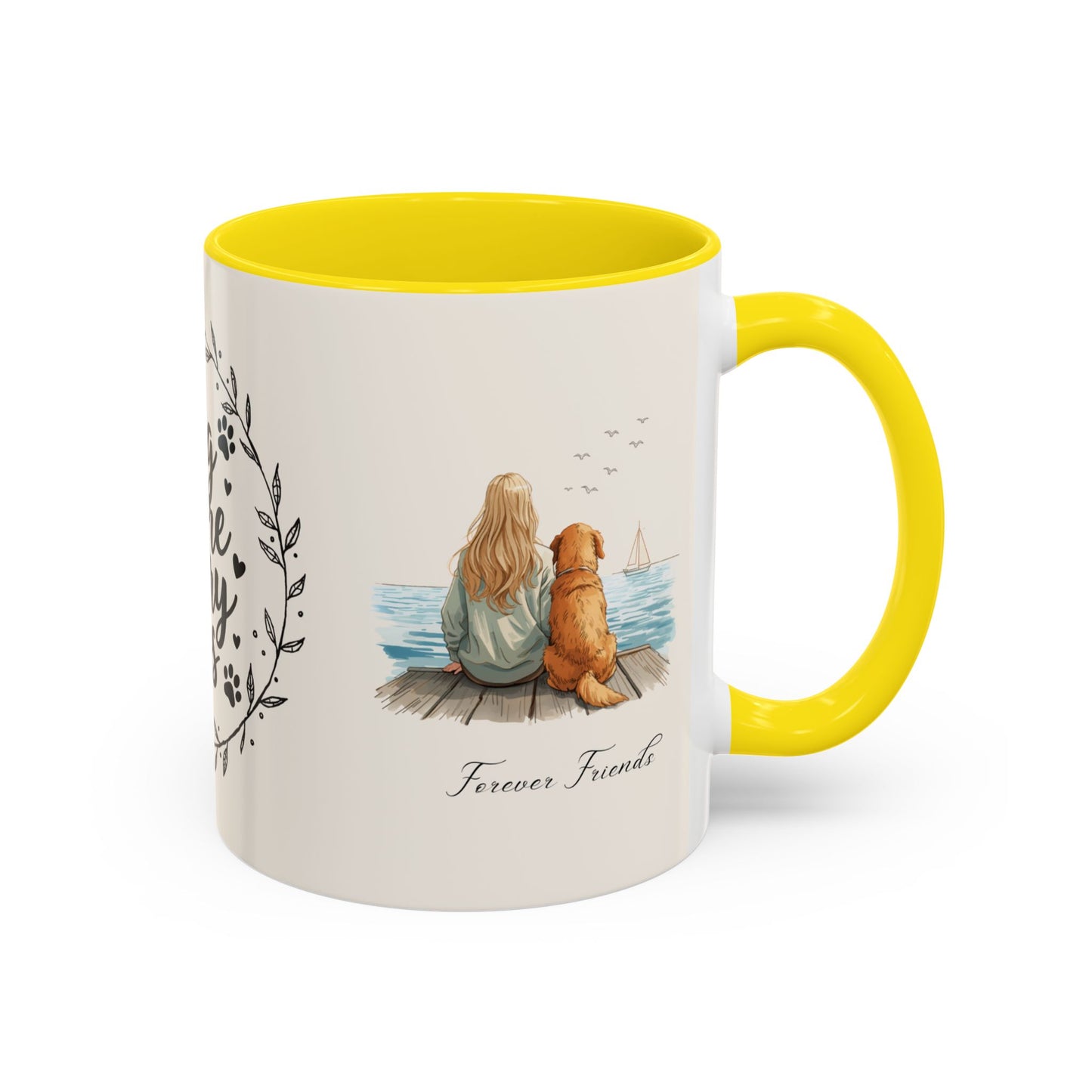 Wag More, Worry Less Dog Lover Coffee Mug — 'Forever Friends' Accent Ceramic Mug (11/15oz)