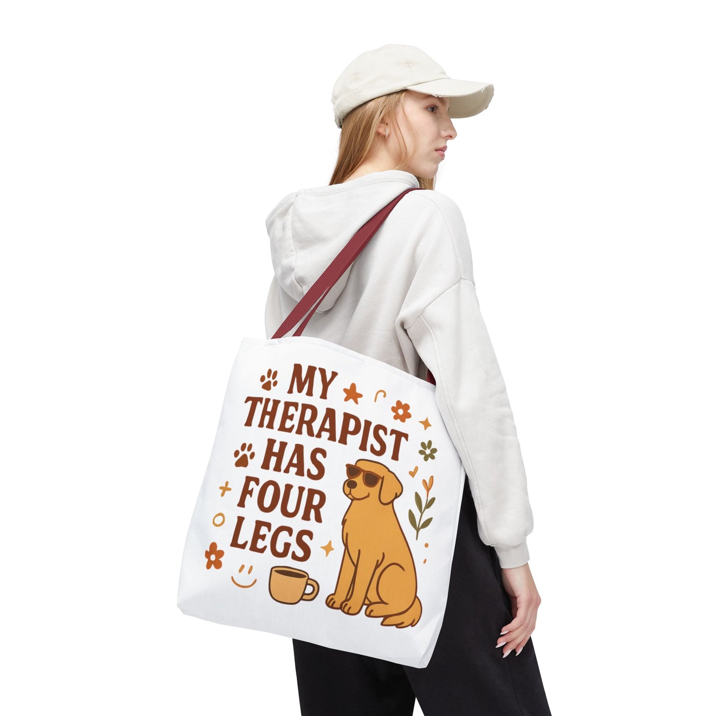 Dog Lover Tote Bag – "My Therapist Has Four Legs" & "Adopt Love Repeat" Canvas Tote