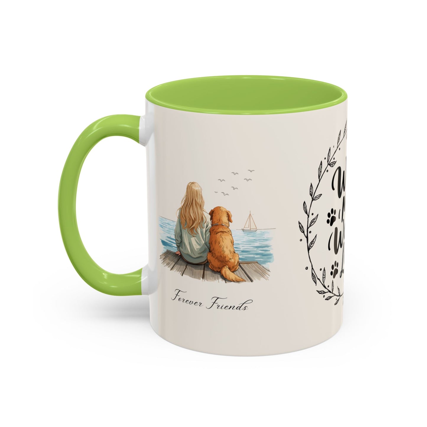 Wag More, Worry Less Dog Lover Coffee Mug — 'Forever Friends' Accent Ceramic Mug (11/15oz)