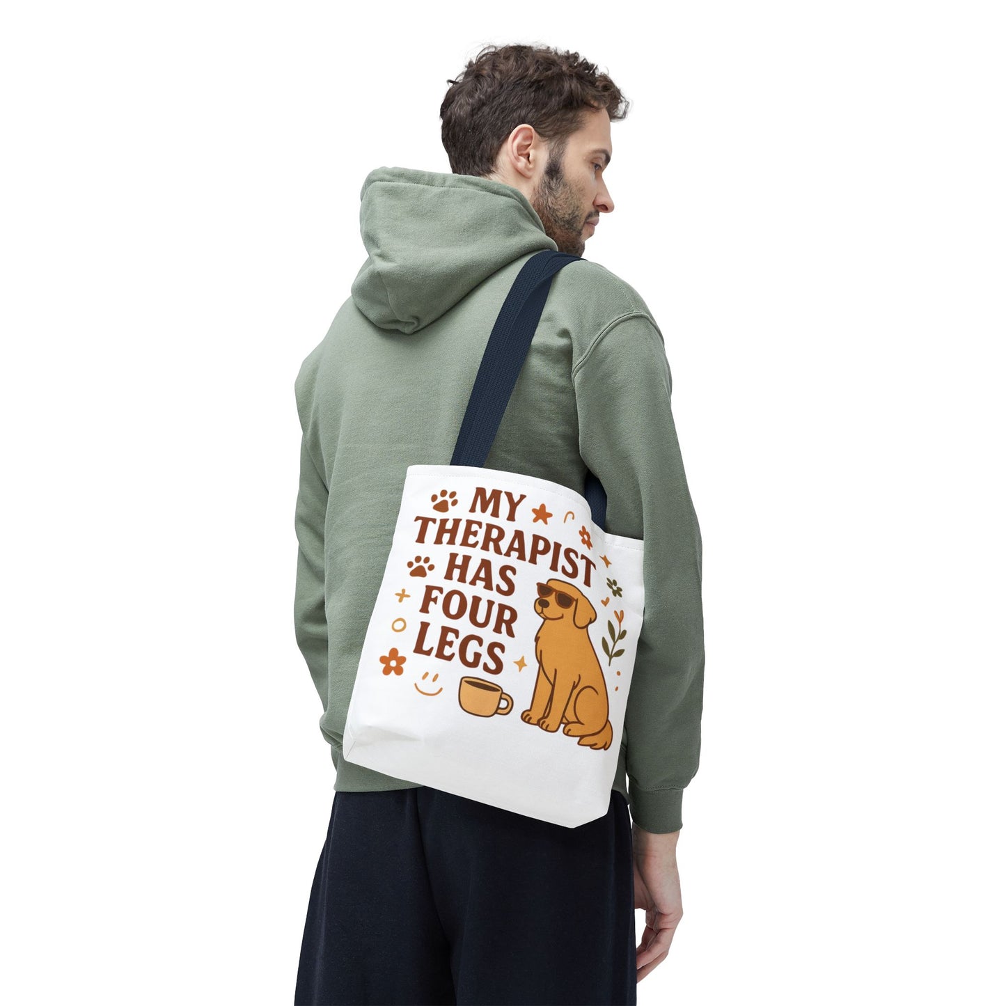 Dog Lover Tote Bag – "My Therapist Has Four Legs" & "Adopt Love Repeat" Canvas Tote