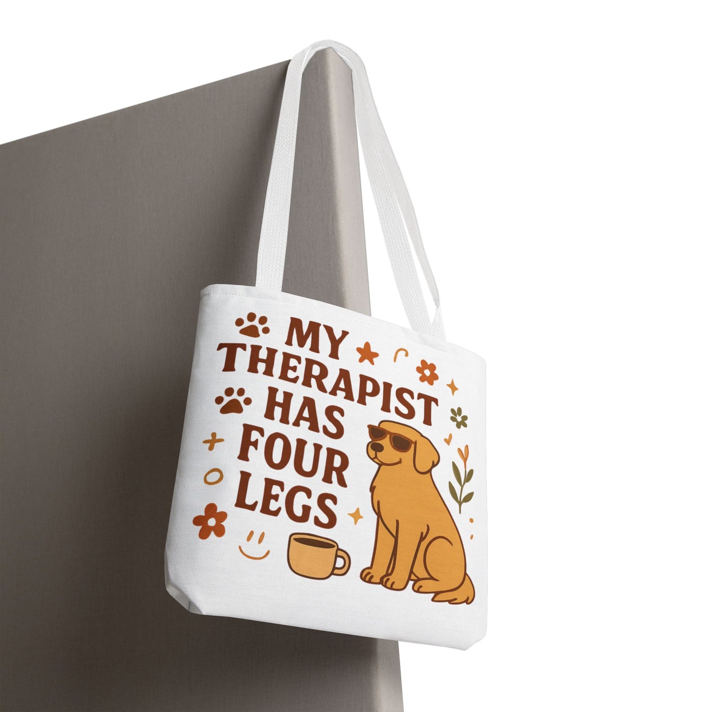 Dog Lover Tote Bag – "My Therapist Has Four Legs" & "Adopt Love Repeat" Canvas Tote