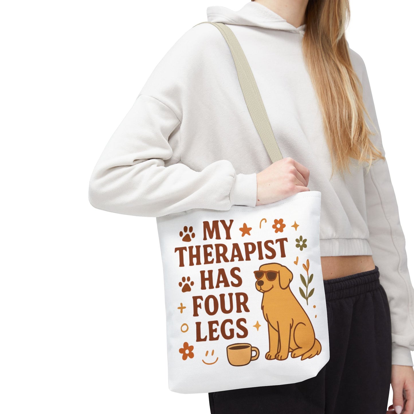Dog Lover Tote Bag – "My Therapist Has Four Legs" & "Adopt Love Repeat" Canvas Tote