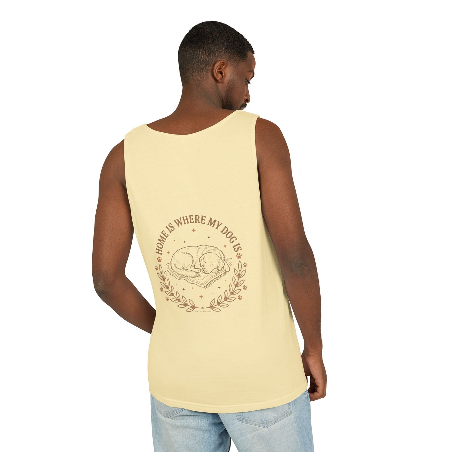 Stay Pawsitive Dog Tank — "Home Is Where My Dog Is" Graphic Tank Top