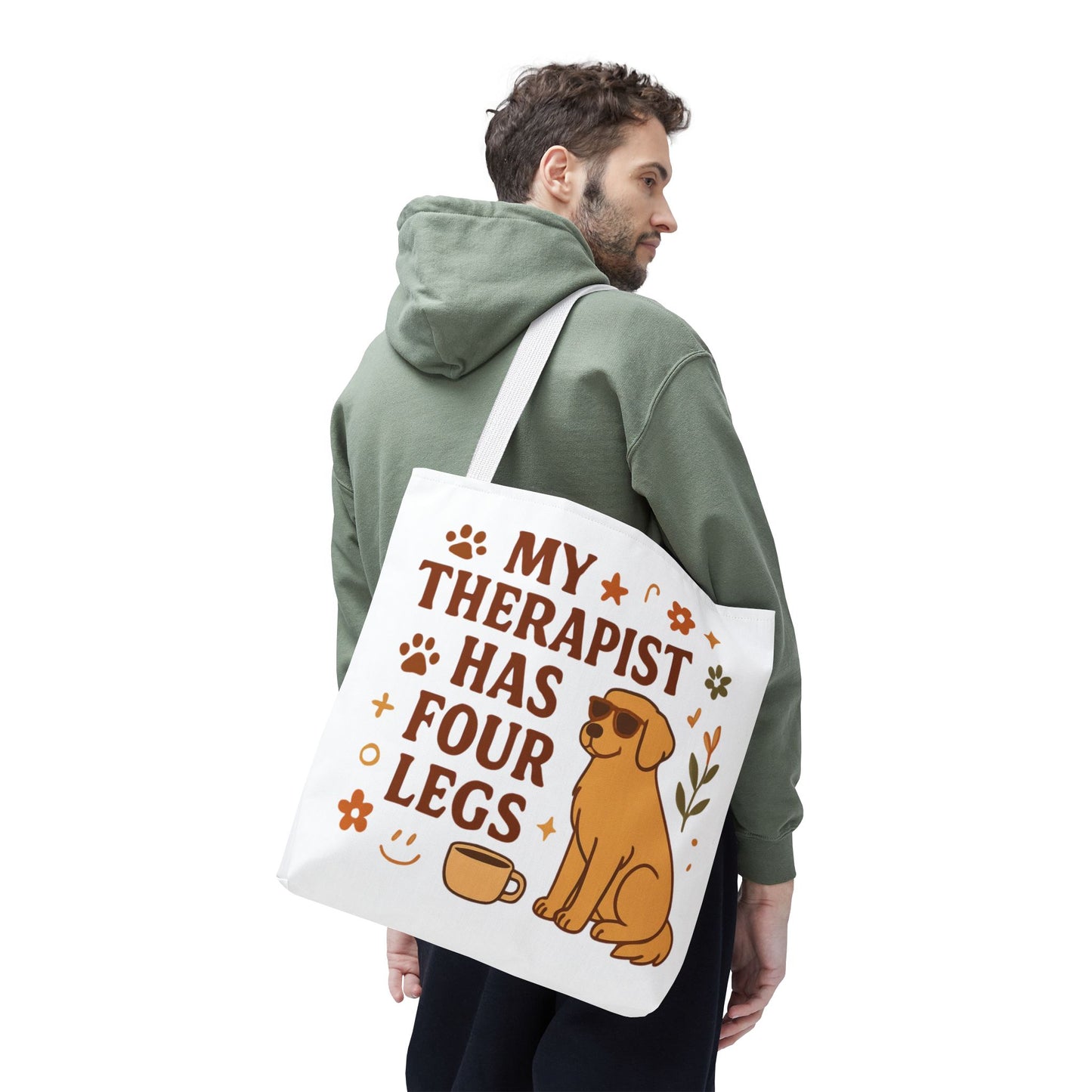 Dog Lover Tote Bag – "My Therapist Has Four Legs" & "Adopt Love Repeat" Canvas Tote