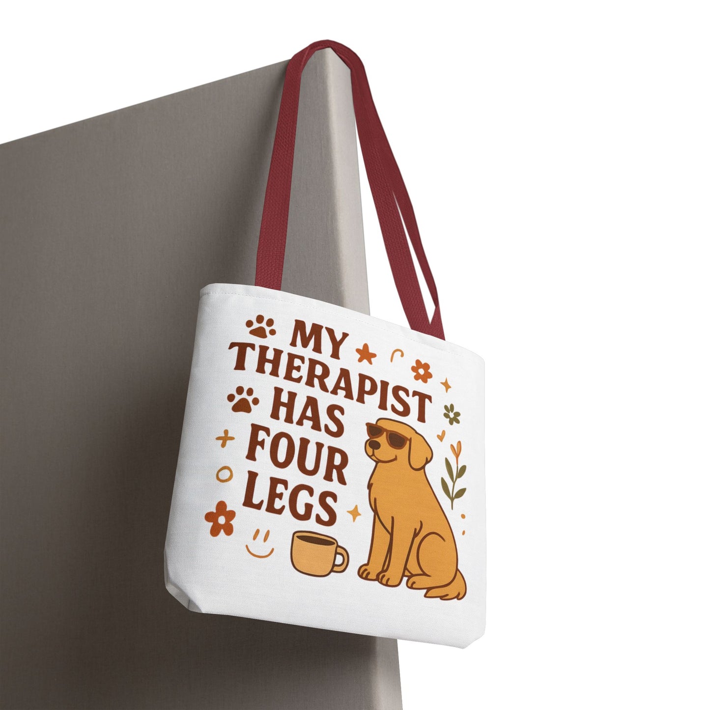 Dog Lover Tote Bag – "My Therapist Has Four Legs" & "Adopt Love Repeat" Canvas Tote