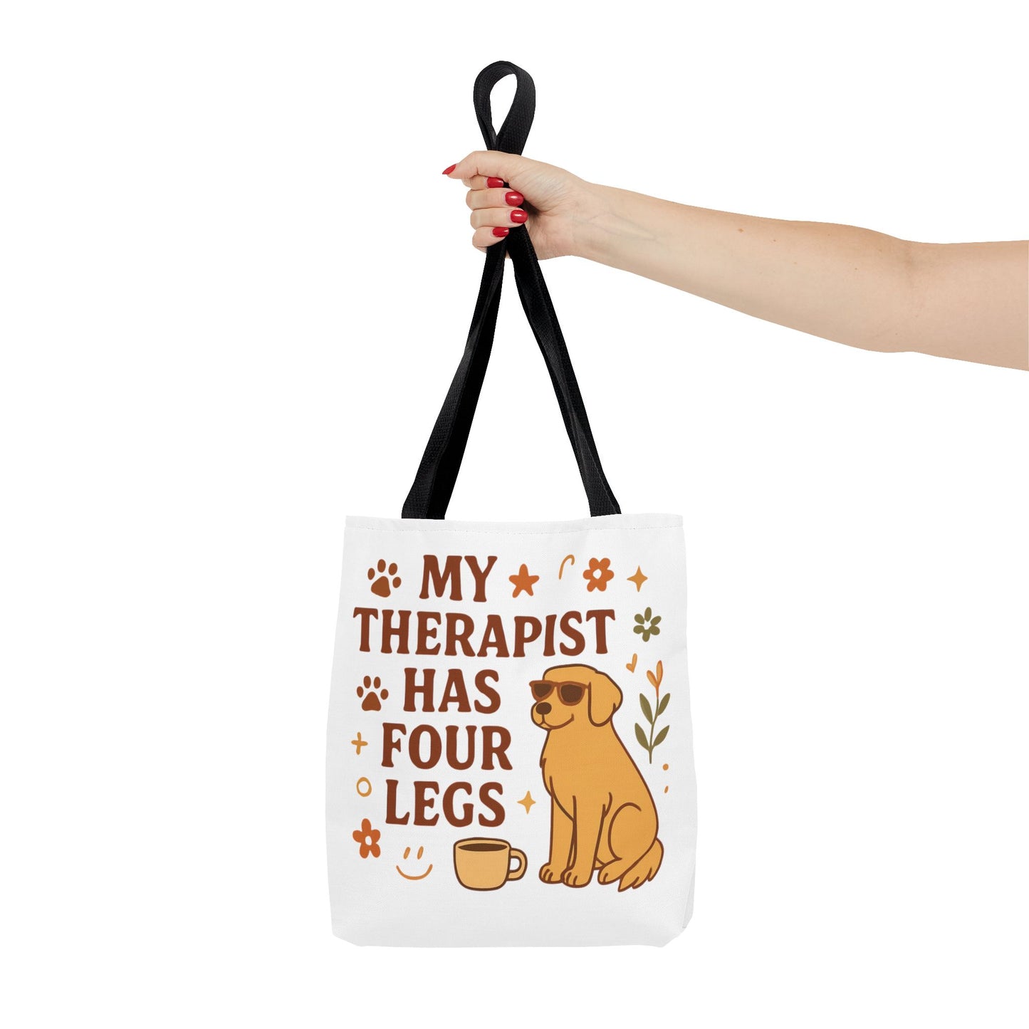 Dog Lover Tote Bag – "My Therapist Has Four Legs" & "Adopt Love Repeat" Canvas Tote