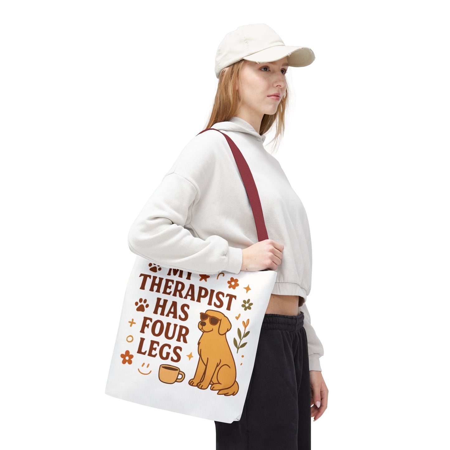Dog Lover Tote Bag – "My Therapist Has Four Legs" & "Adopt Love Repeat" Canvas Tote