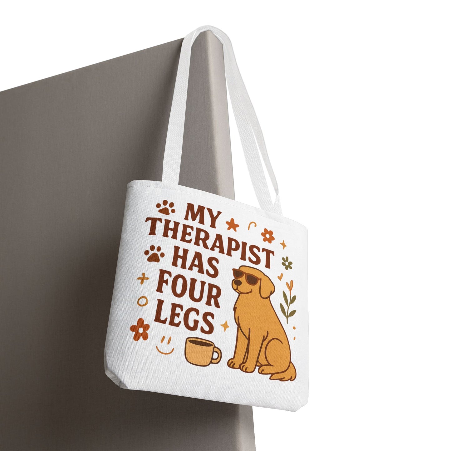 Dog Lover Tote Bag – "My Therapist Has Four Legs" & "Adopt Love Repeat" Canvas Tote