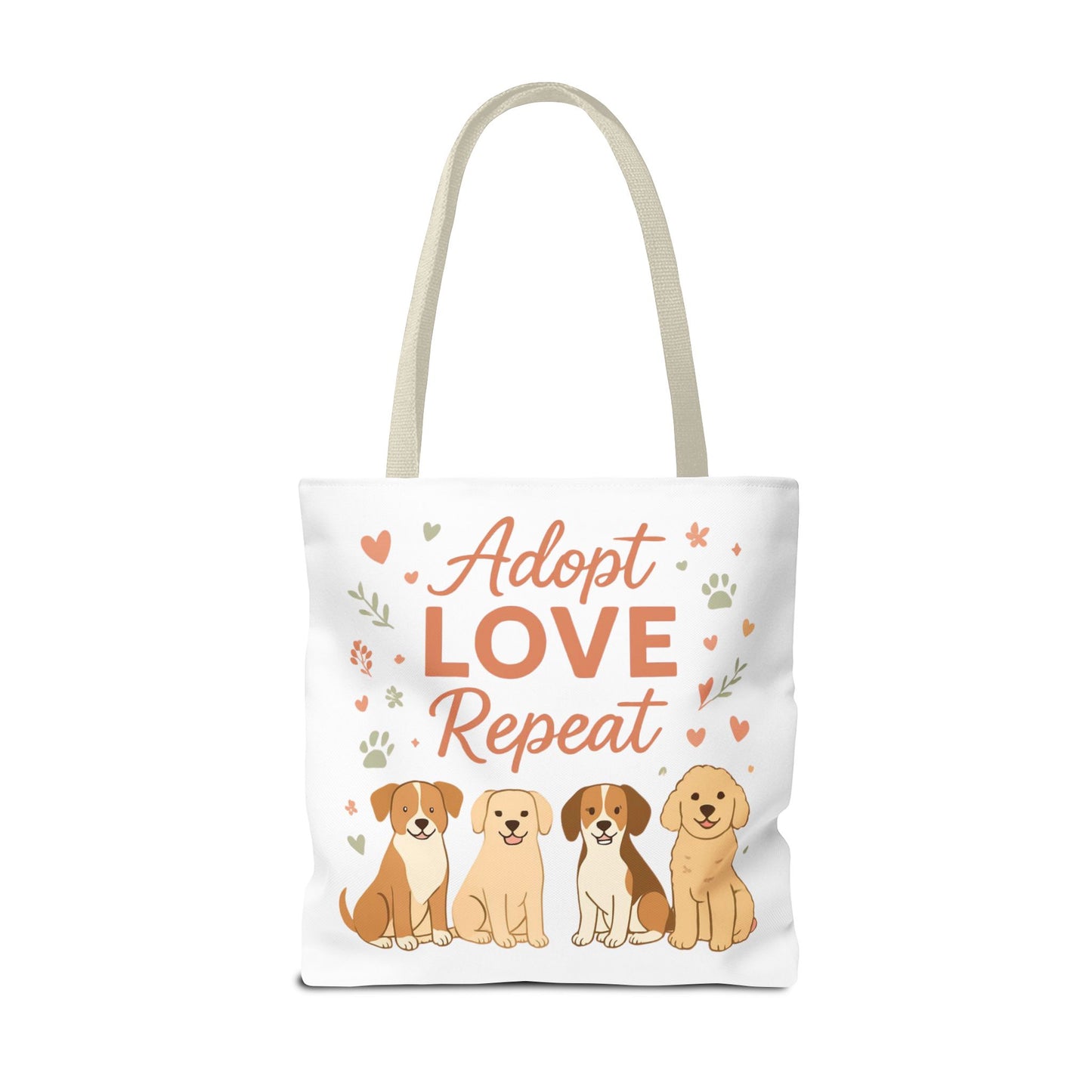 Dog Lover Tote Bag – "My Therapist Has Four Legs" & "Adopt Love Repeat" Canvas Tote