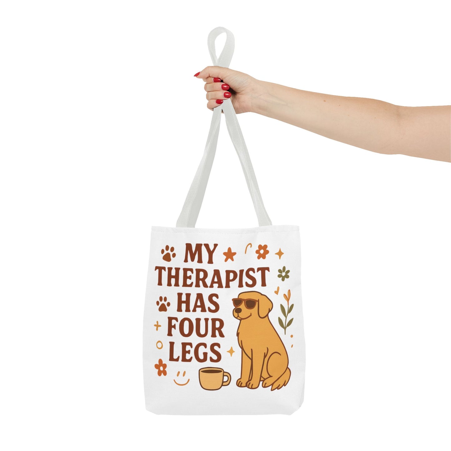 Dog Lover Tote Bag – "My Therapist Has Four Legs" & "Adopt Love Repeat" Canvas Tote