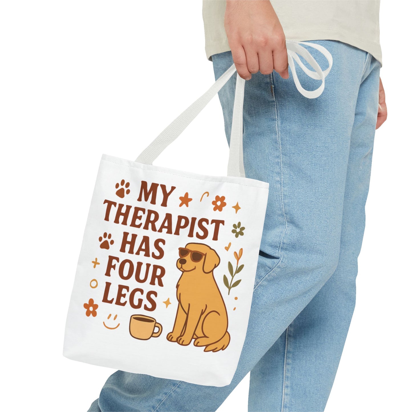 Dog Lover Tote Bag – "My Therapist Has Four Legs" & "Adopt Love Repeat" Canvas Tote