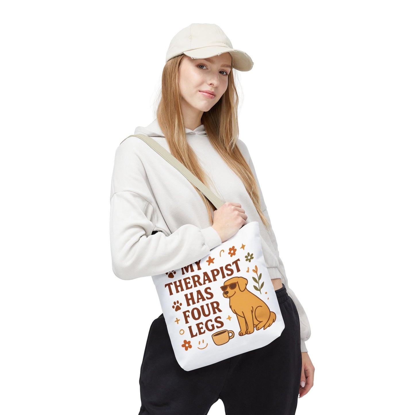 Dog Lover Tote Bag – "My Therapist Has Four Legs" & "Adopt Love Repeat" Canvas Tote