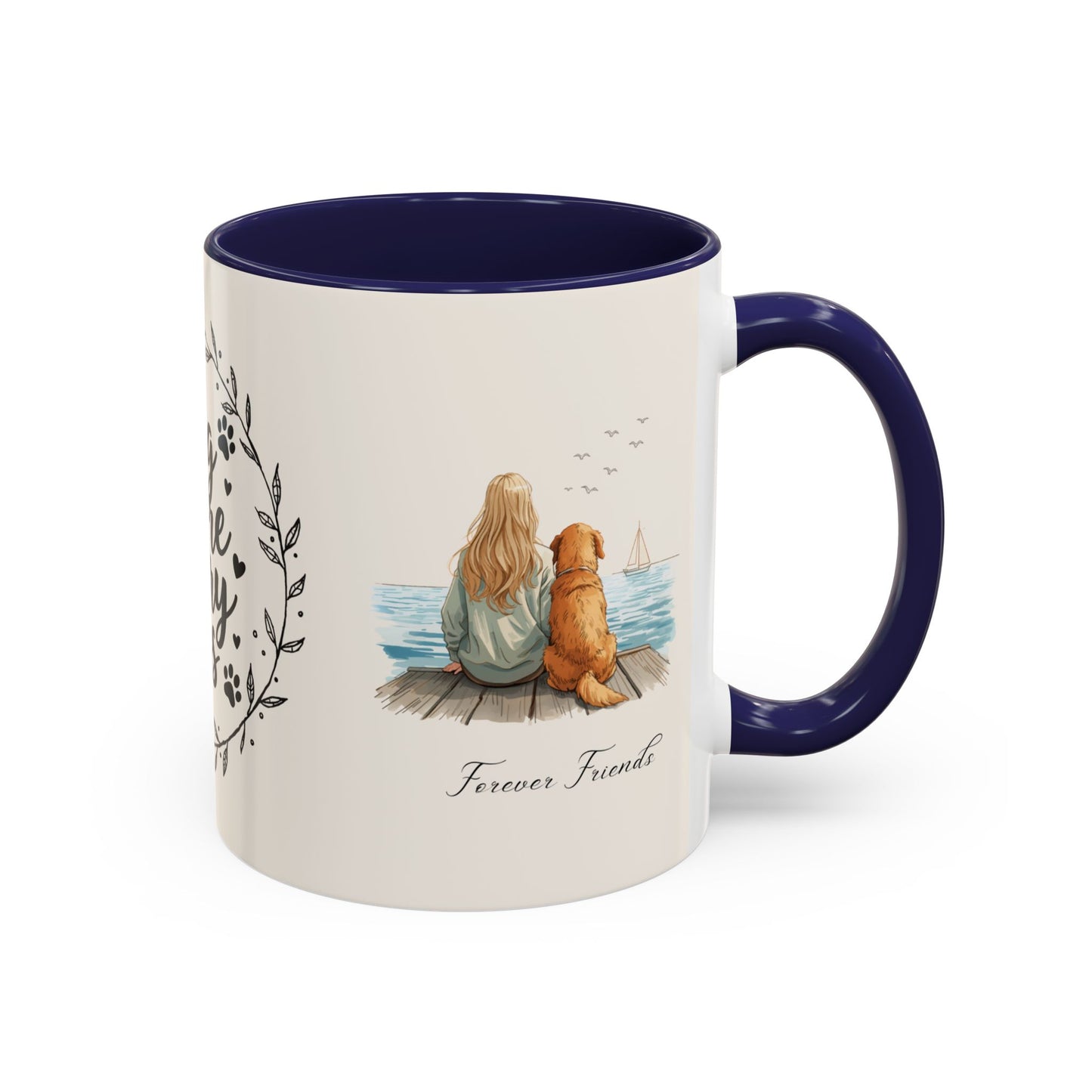 Wag More, Worry Less Dog Lover Coffee Mug — 'Forever Friends' Accent Ceramic Mug (11/15oz)