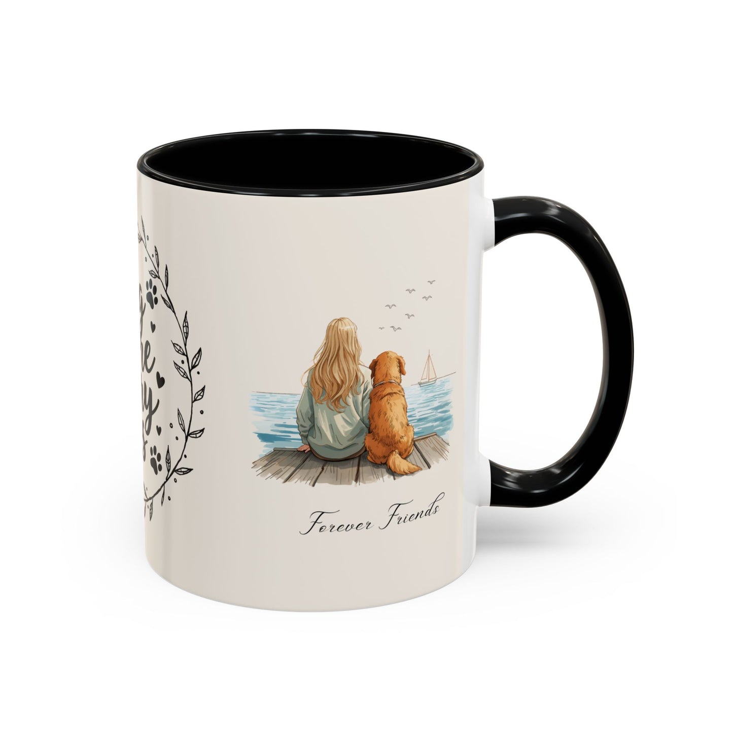 Wag More, Worry Less Dog Lover Coffee Mug — 'Forever Friends' Accent Ceramic Mug (11/15oz)