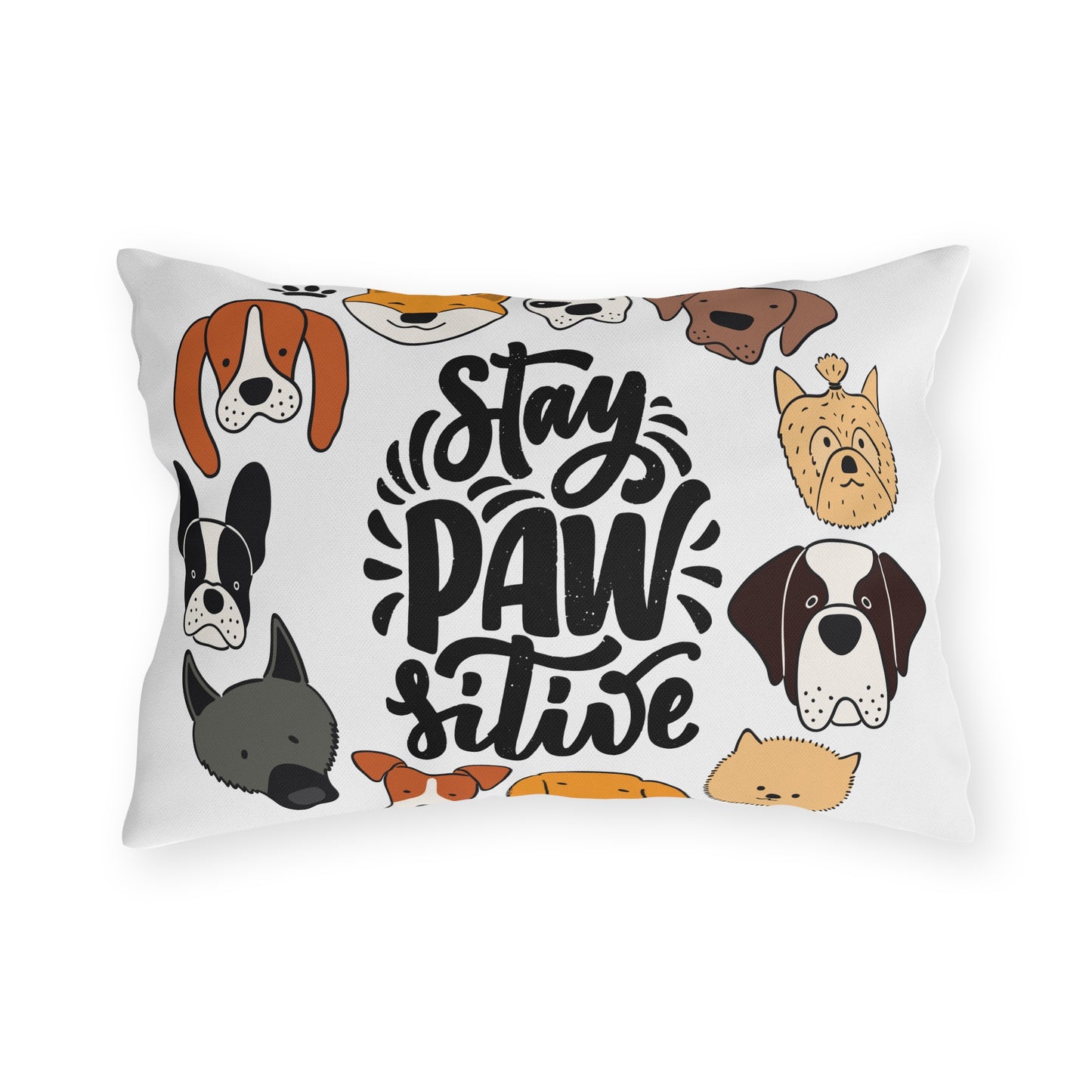 Stay Pawsitive Outdoor Pillow – Dog Lover Decorative Throw Pillow (Wag More, Worry Less)