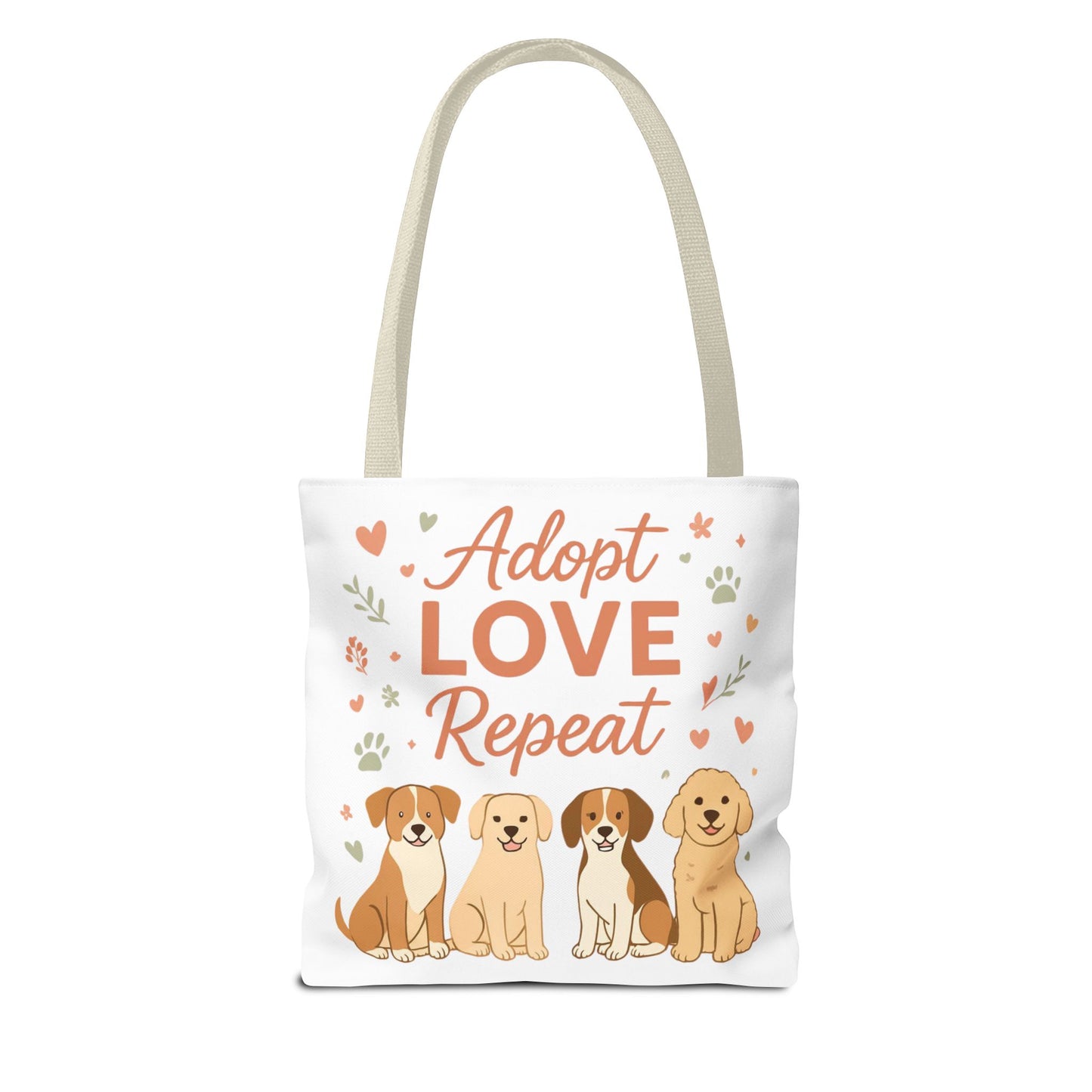 Dog Lover Tote Bag – "My Therapist Has Four Legs" & "Adopt Love Repeat" Canvas Tote
