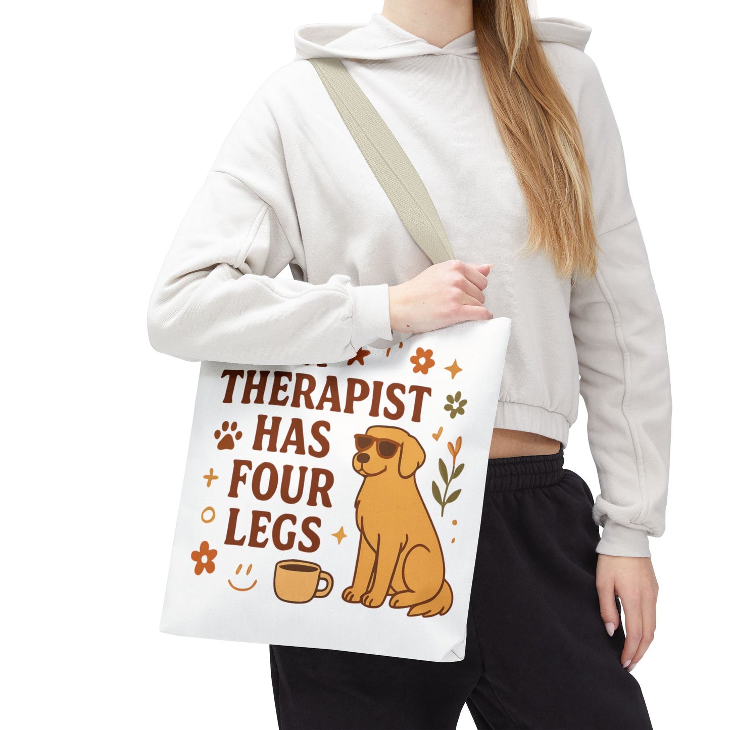 Dog Lover Tote Bag – "My Therapist Has Four Legs" & "Adopt Love Repeat" Canvas Tote