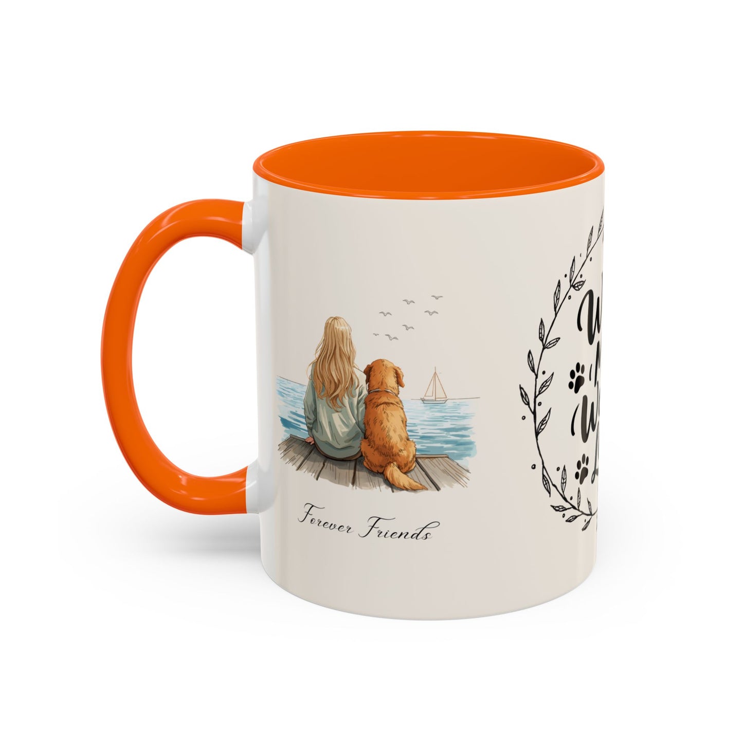 Wag More, Worry Less Dog Lover Coffee Mug — 'Forever Friends' Accent Ceramic Mug (11/15oz)