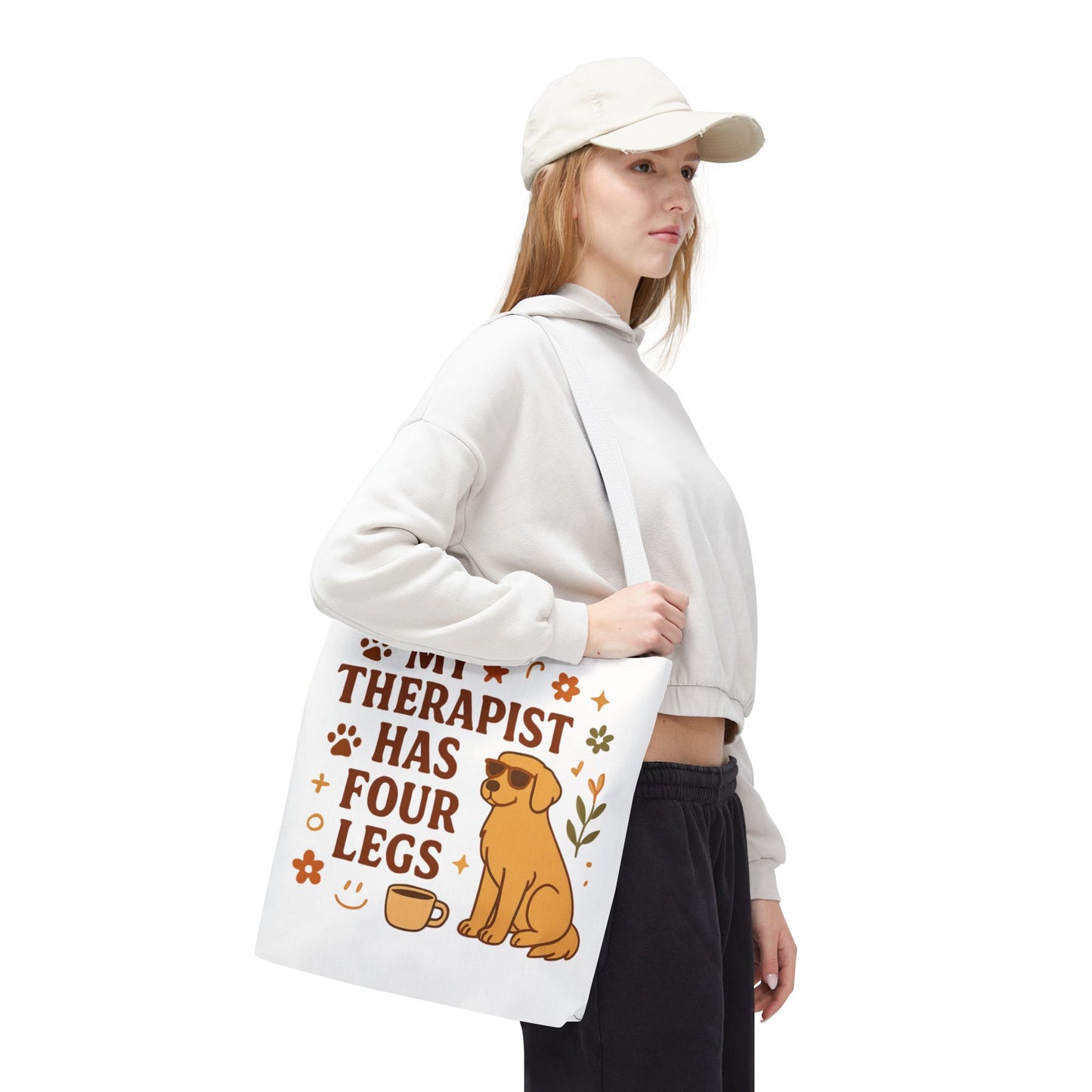 Dog Lover Tote Bag – "My Therapist Has Four Legs" & "Adopt Love Repeat" Canvas Tote