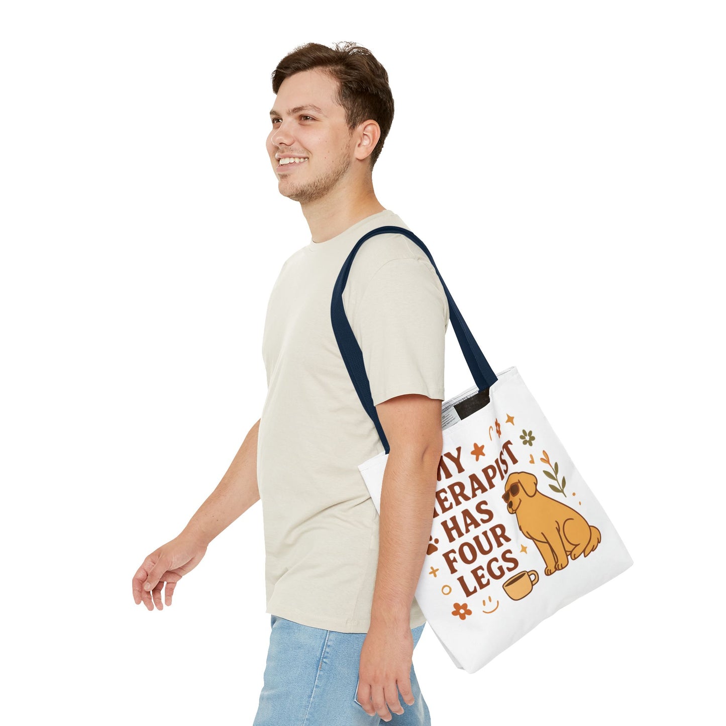 Dog Lover Tote Bag – "My Therapist Has Four Legs" & "Adopt Love Repeat" Canvas Tote
