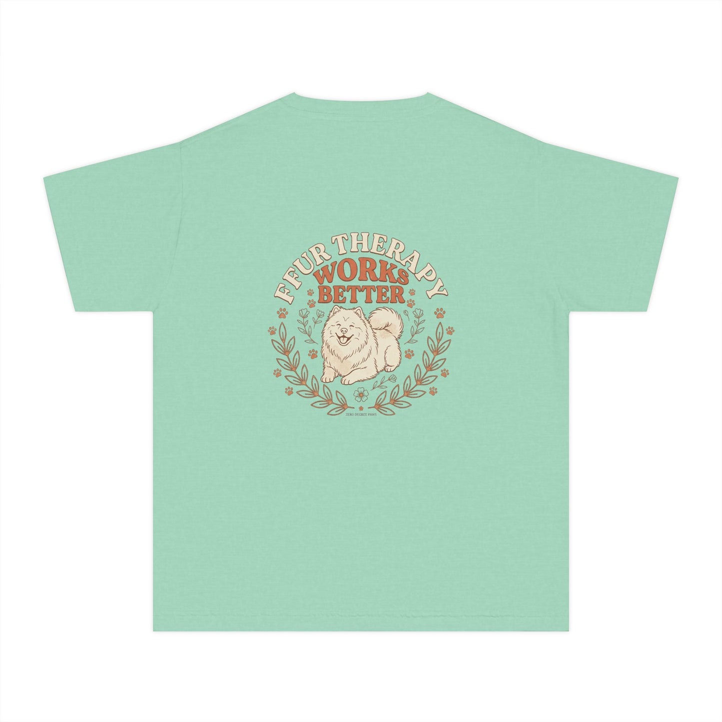 Youth Tee — “Less Humans More Dogs / Puppy Therapy Works Better” Cute Dog Graphic Shirt