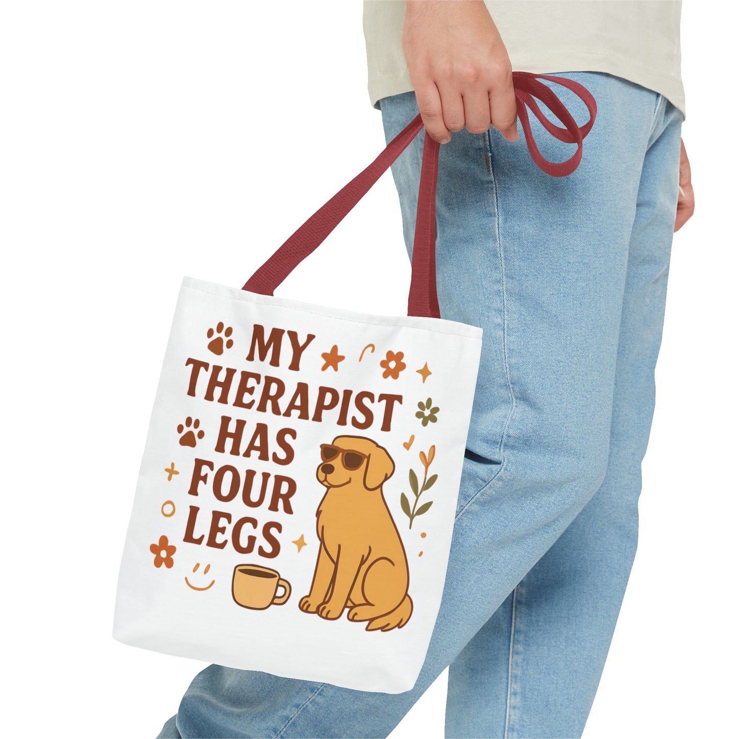 Dog Lover Tote Bag – "My Therapist Has Four Legs" & "Adopt Love Repeat" Canvas Tote