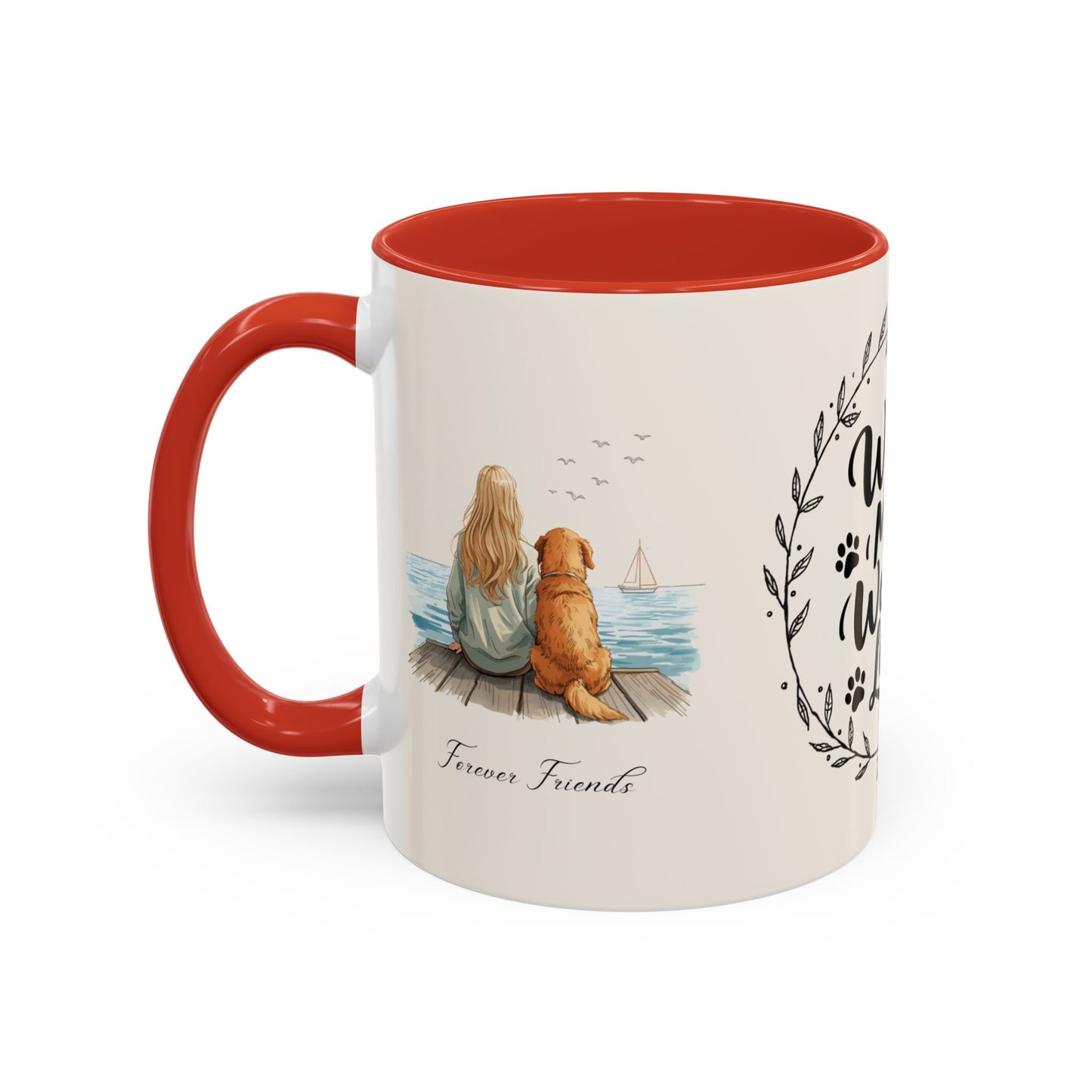 Wag More, Worry Less Dog Lover Coffee Mug — 'Forever Friends' Accent Ceramic Mug (11/15oz)